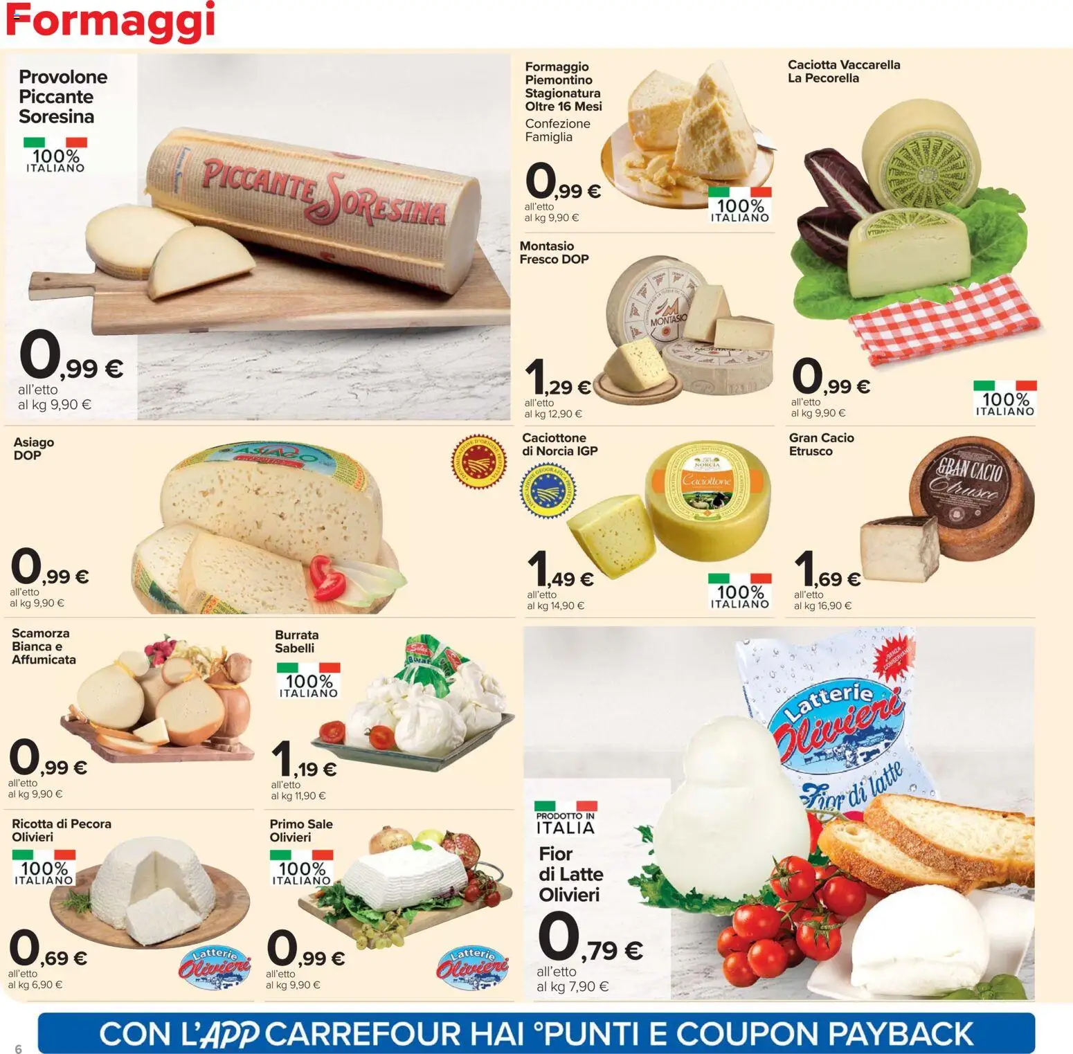 Volantino Carrefour del 13.03.2026 | Pagina: 6 | Prodotti: Provolone, Sale, Ricotta, Burrata
