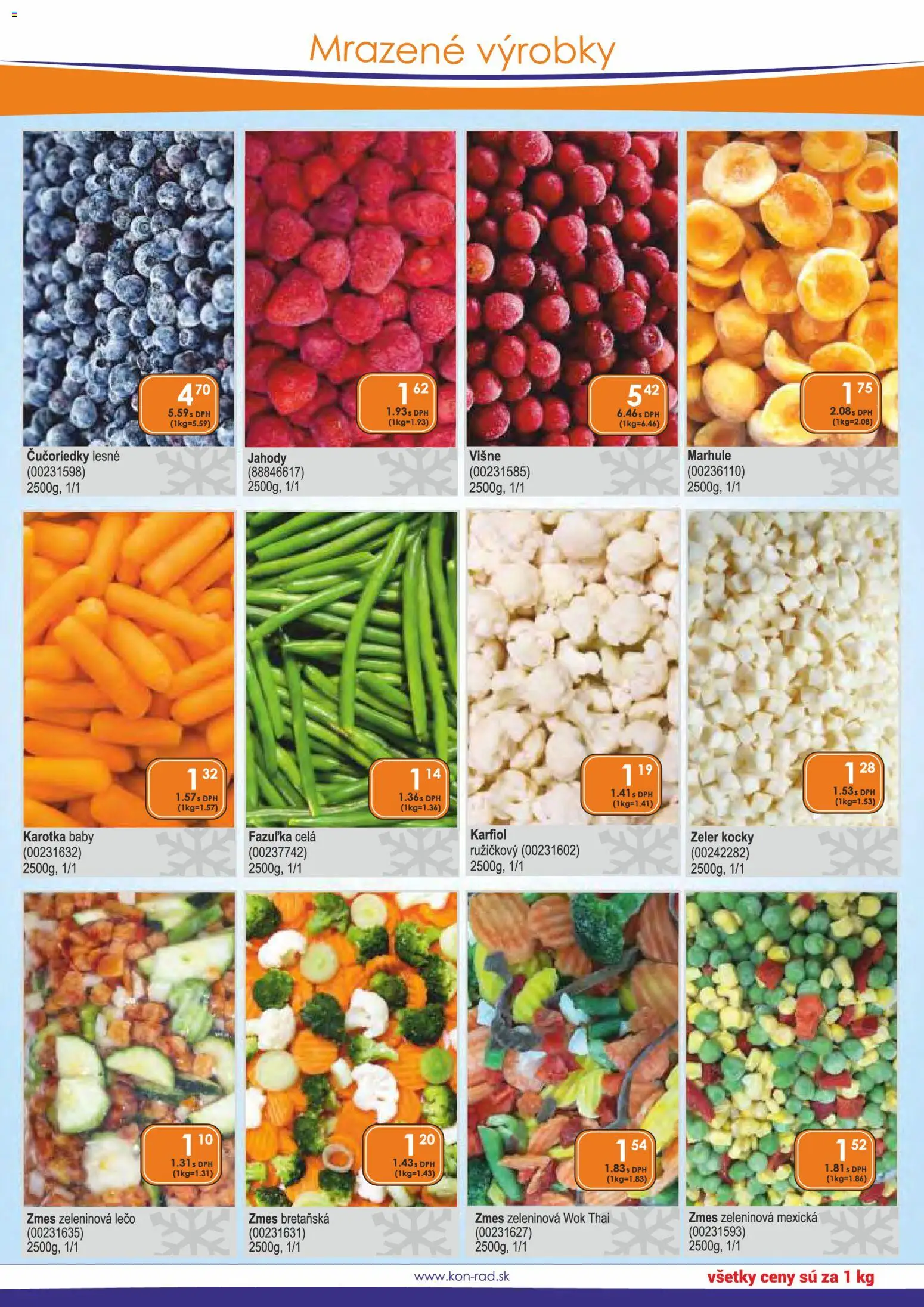 Nové KON - RAD akcie – leták je platný od 01.11.2025 | Strana: 43 | Produkty: Karfiol, Čučoriedky, Jahody, Marhule