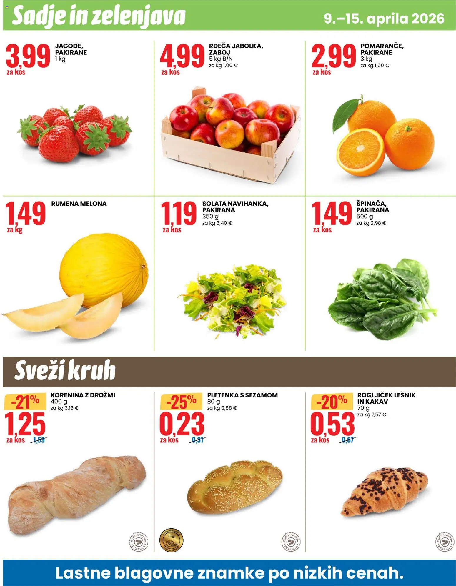 Novi Eurospin katalog ponudbe – veljaven od 09.04.2026 | Stran: 12 | Izdelki: Melona, Kakav, Kruh, Solata