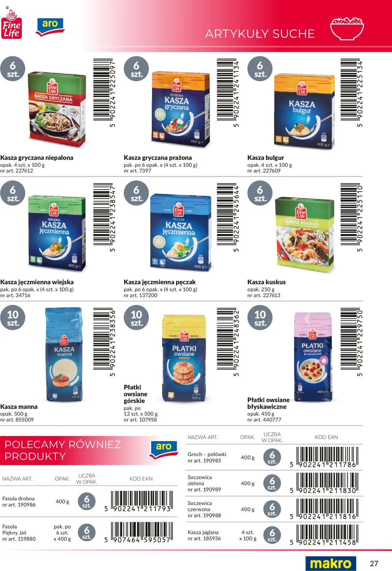 Makro Gazetka - Katalog marek własnych dla właścicieli sklepów od 18.04.2024 | Strona: 27 | Produkty: Kasza, Płatki
