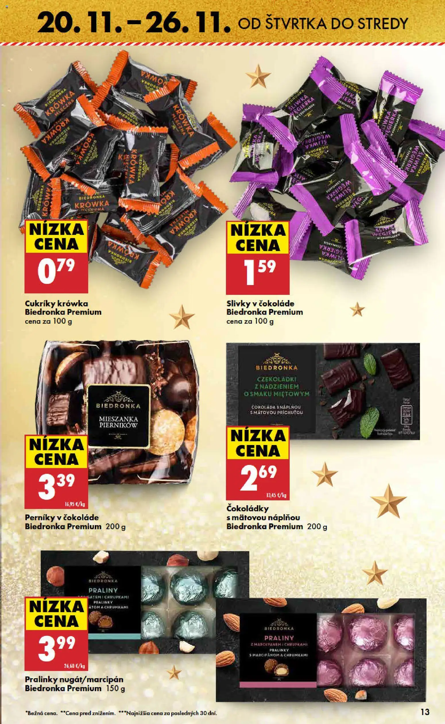 Nové Biedronka akcie – leták je platný od 20.11.2025 | Strana: 13 | Produkty: Čokoláda, Cukríky, Slivky