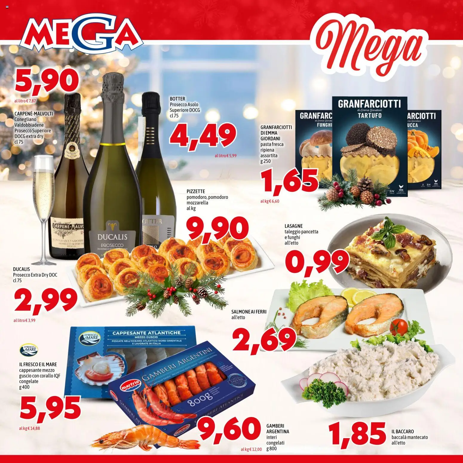 Volantino Mega del 11.12.2025 | Pagina: 2 | Prodotti: Tartufo, Pancetta, Prosecco, Mozzarella