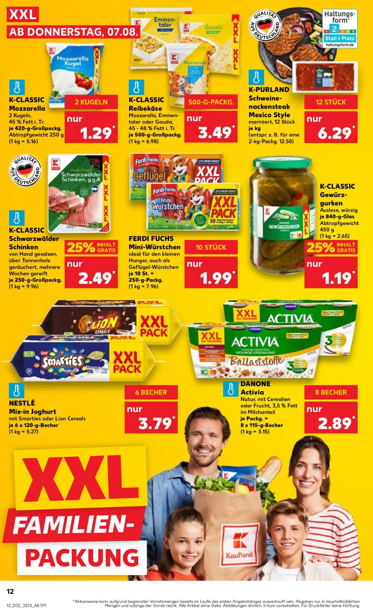 Kaufland prospekt Berlin	 - gültig ab dem 07.08.2025 | Seite: 12 | Produkte: Danone activia, Mozzarella, Schinken, Gurken
