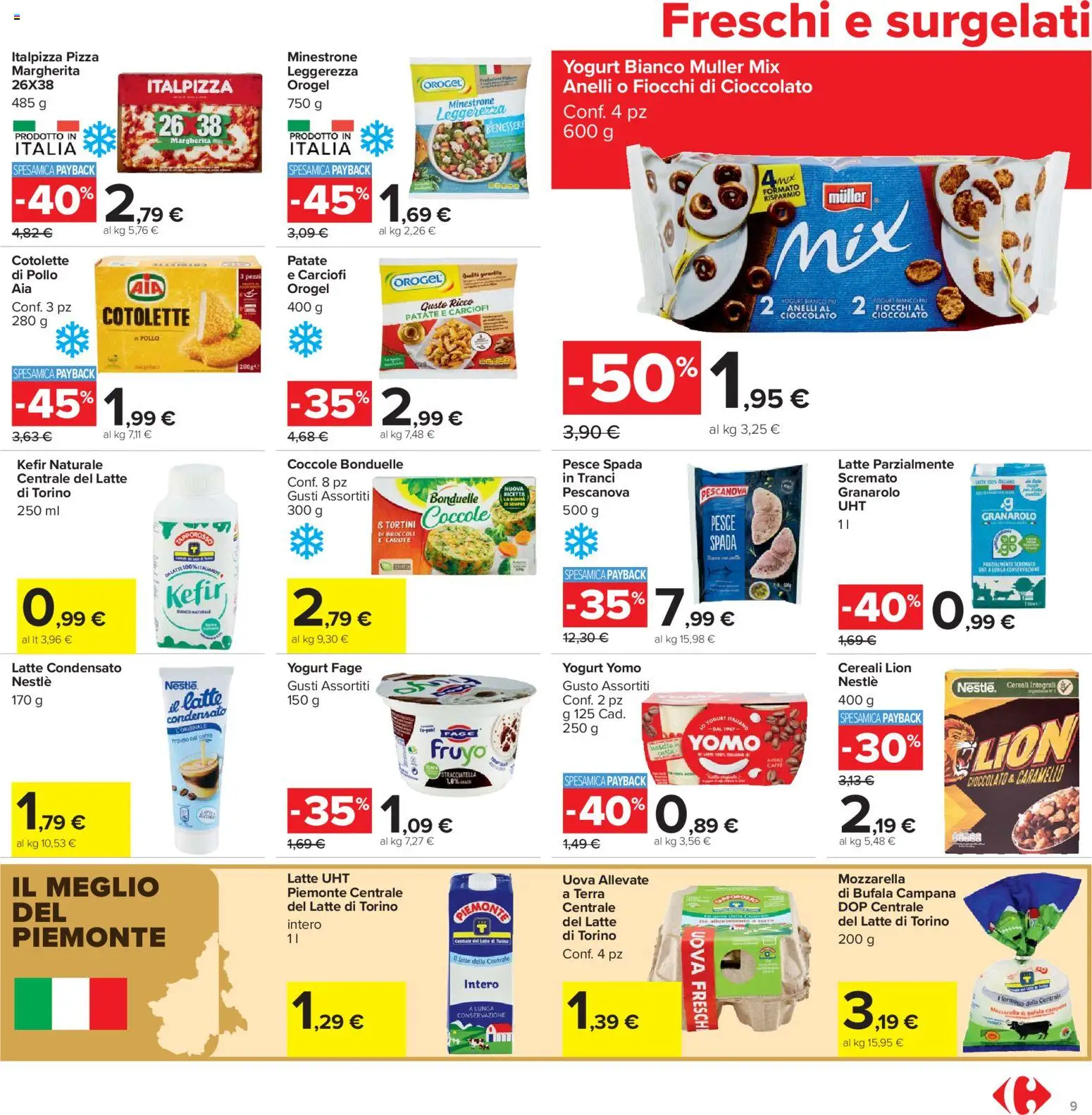 Volantino Carrefour del 13.03.2026 | Pagina: 9 | Prodotti: Pollo, Latte, Carote, Terra