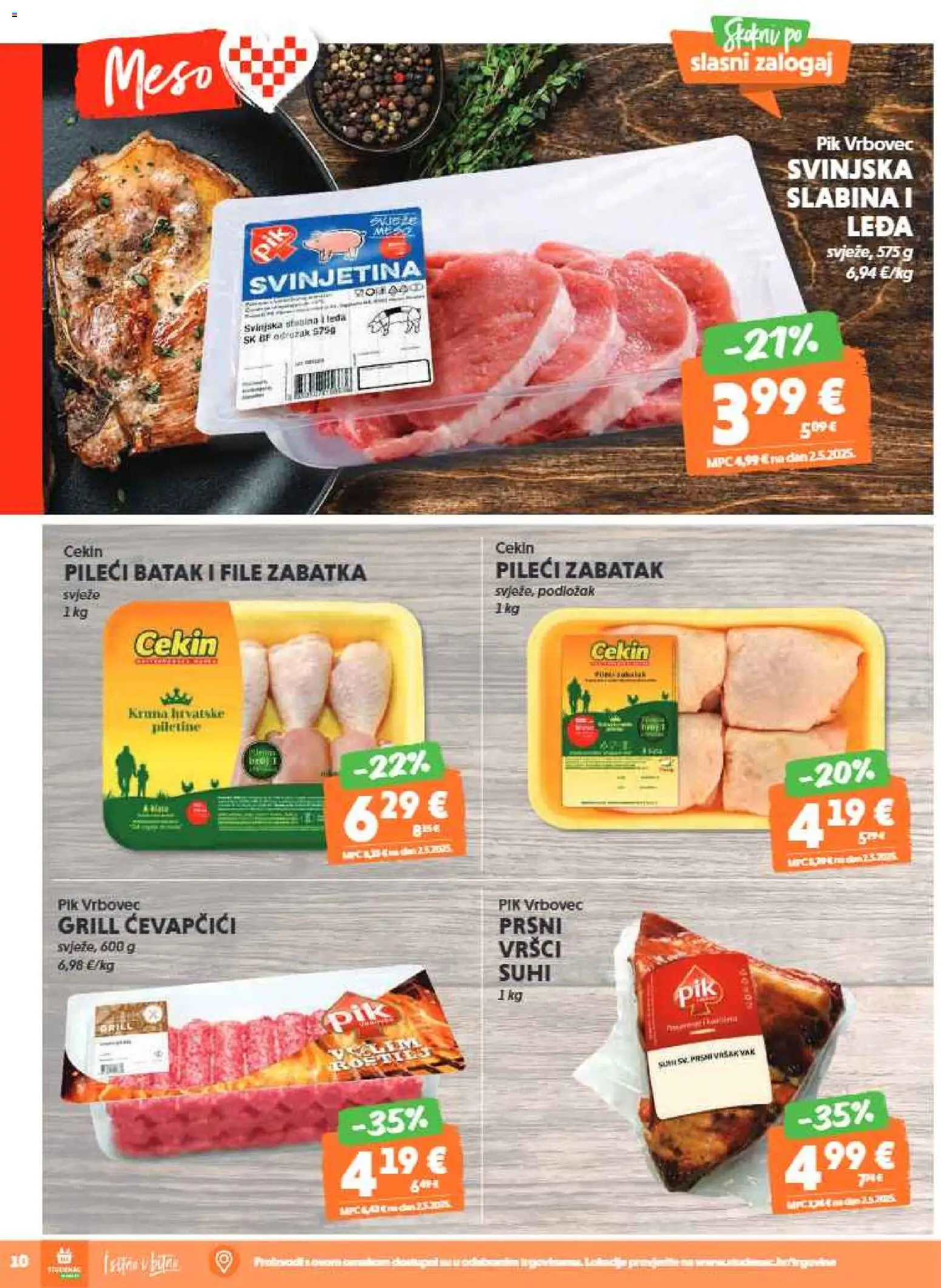 Studenac katalog | vrijedi od 21.01.2026 | Stranica: 10 | Proizvodi: Meso, Svinjetina, Pik Vrbovec, Ćevapčići