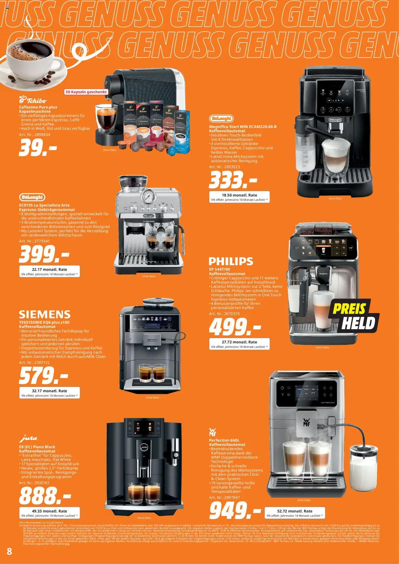 Media Markt Prospekt 	 - gültig ab dem 25.08.2025 | Seite: 8 | Produkte: Philips, Jura, Kaffee, Kaffeevollautomat