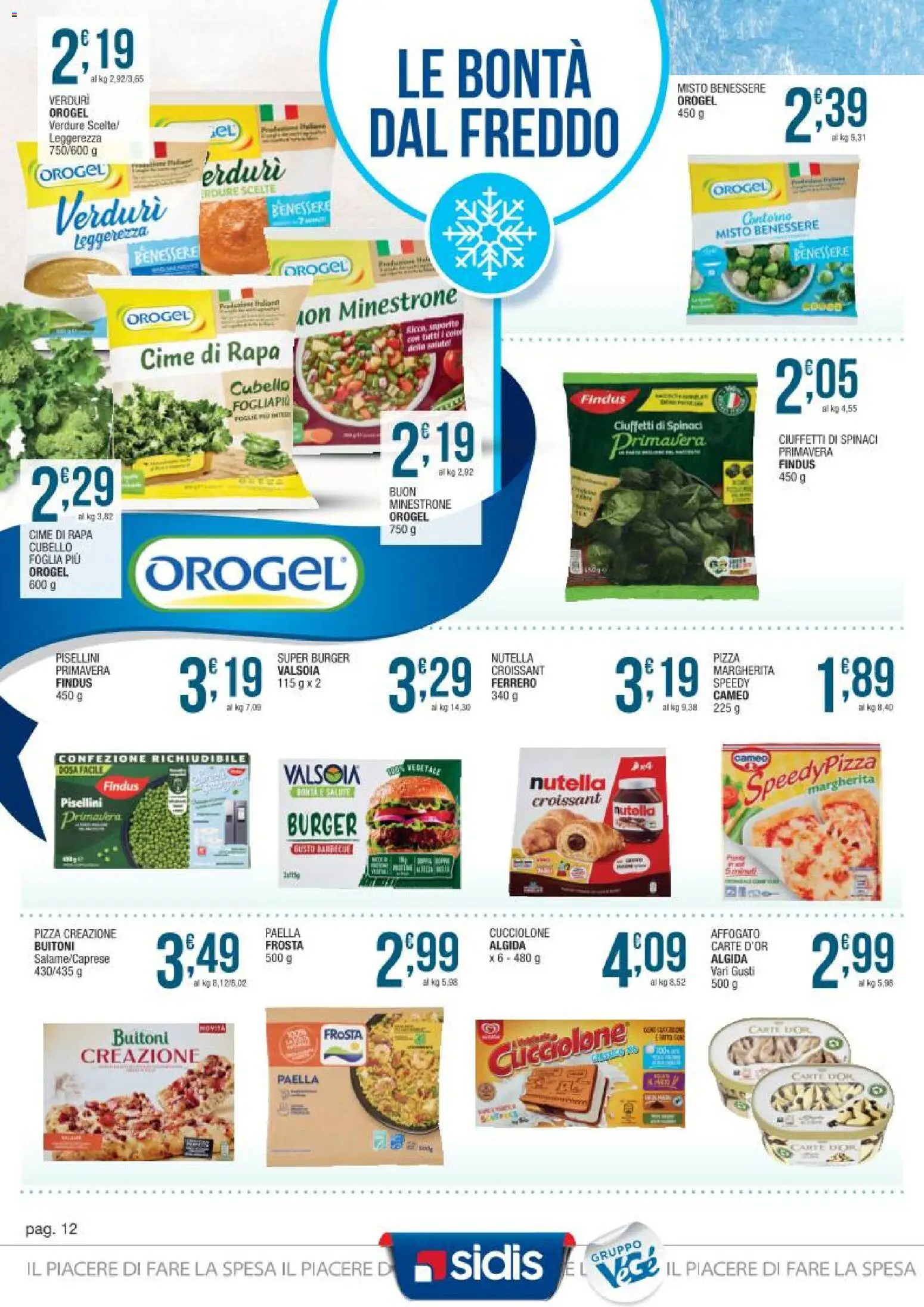 Volantino Sidis del 23.02.2026 | Pagina: 12 | Prodotti: Minestrone, Pizza, Barbecue, Spinaci