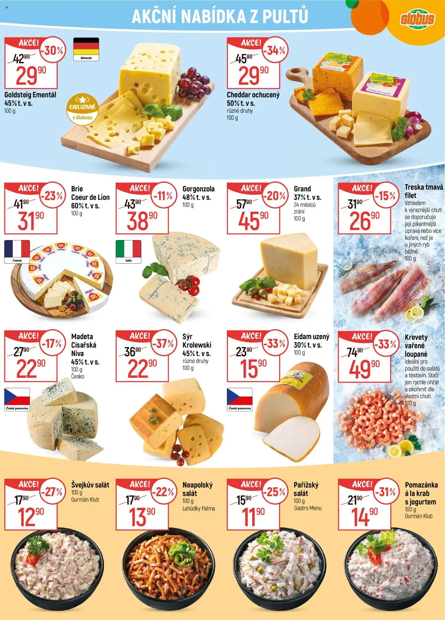 Globus leták - Praha Čakovice od 04.03.2026 | Strana: 8 | Produkty: Eidam, Pomazánka, Filet, Krevety