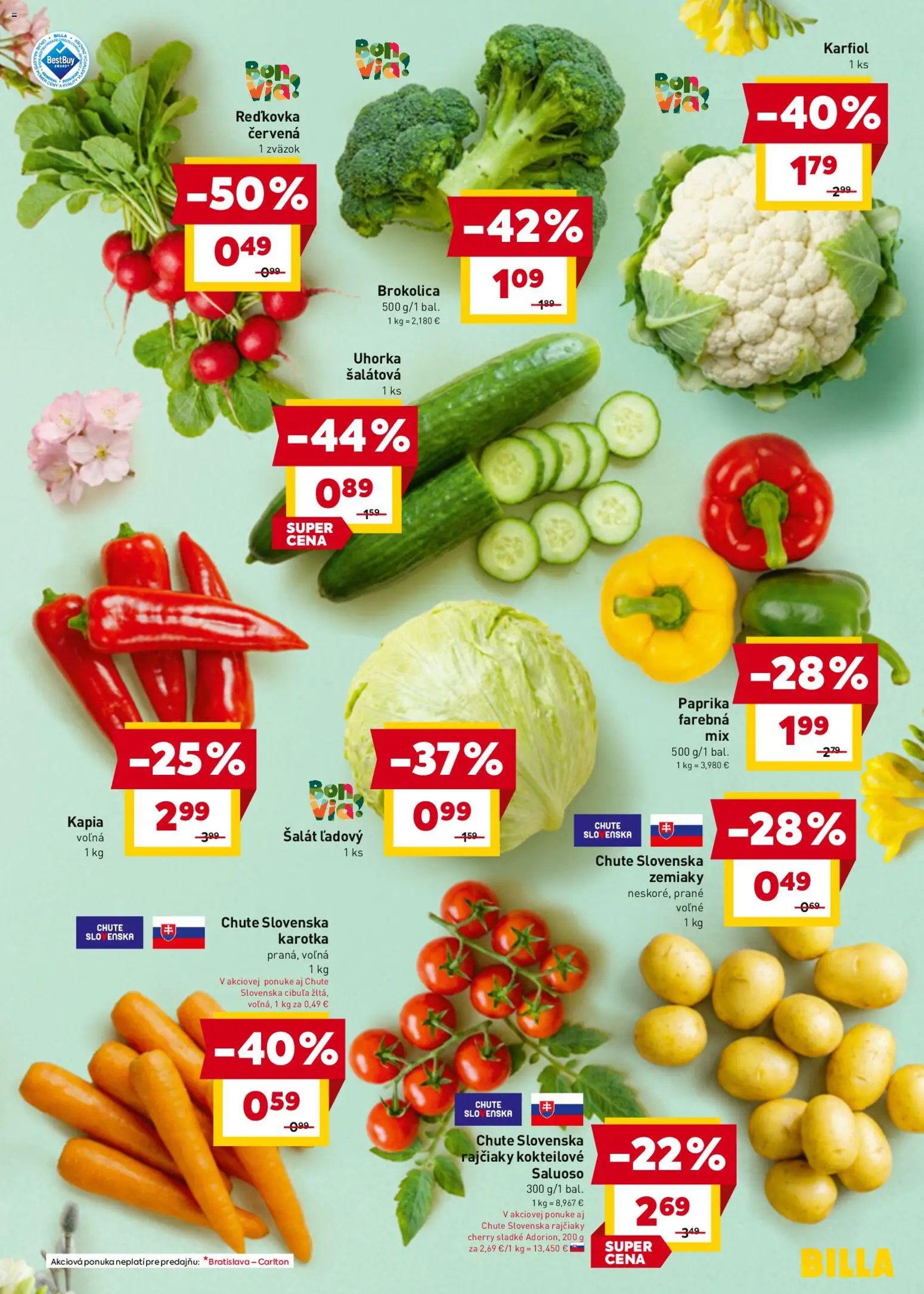 Nové Billa akcie – leták je platný od 04.03.2026 | Strana: 5 | Produkty: Brokolica, Zemiaky, Cibuľa, Kápia