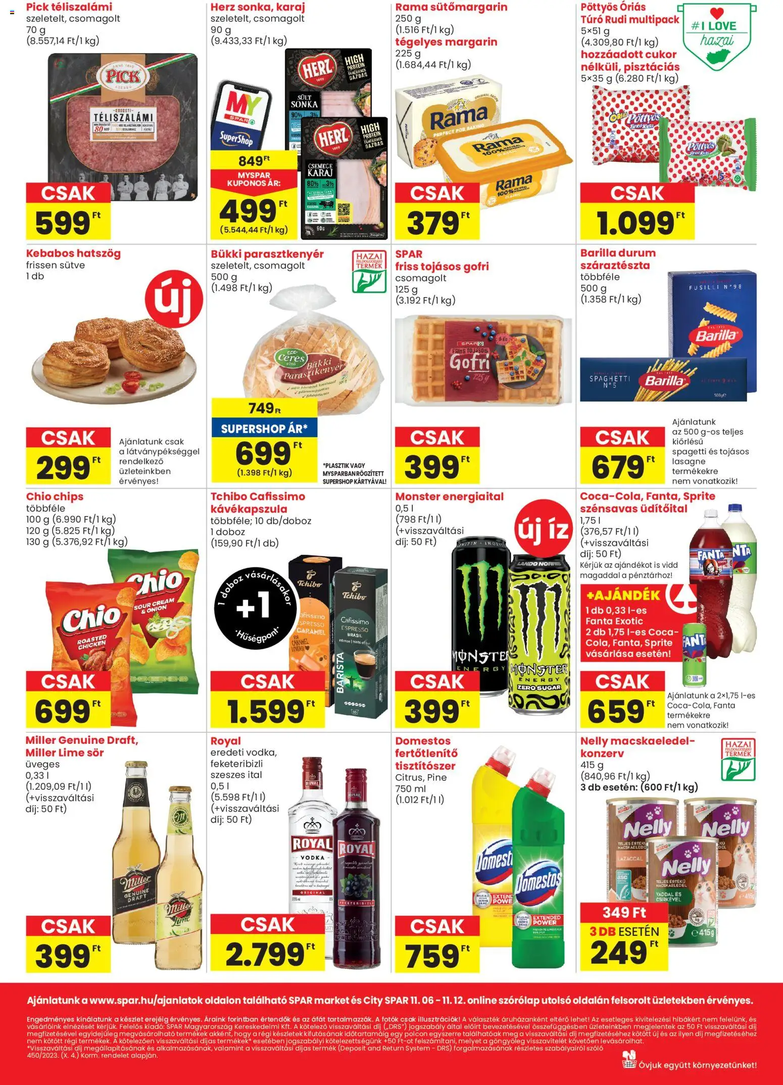 Spar Market akciós ujság - amely érvényes a következő dátumtól: 06.11.2025 | Oldal: 2 | Termékek: Fanta, Macskaeledel, Protein, Cafissimo
