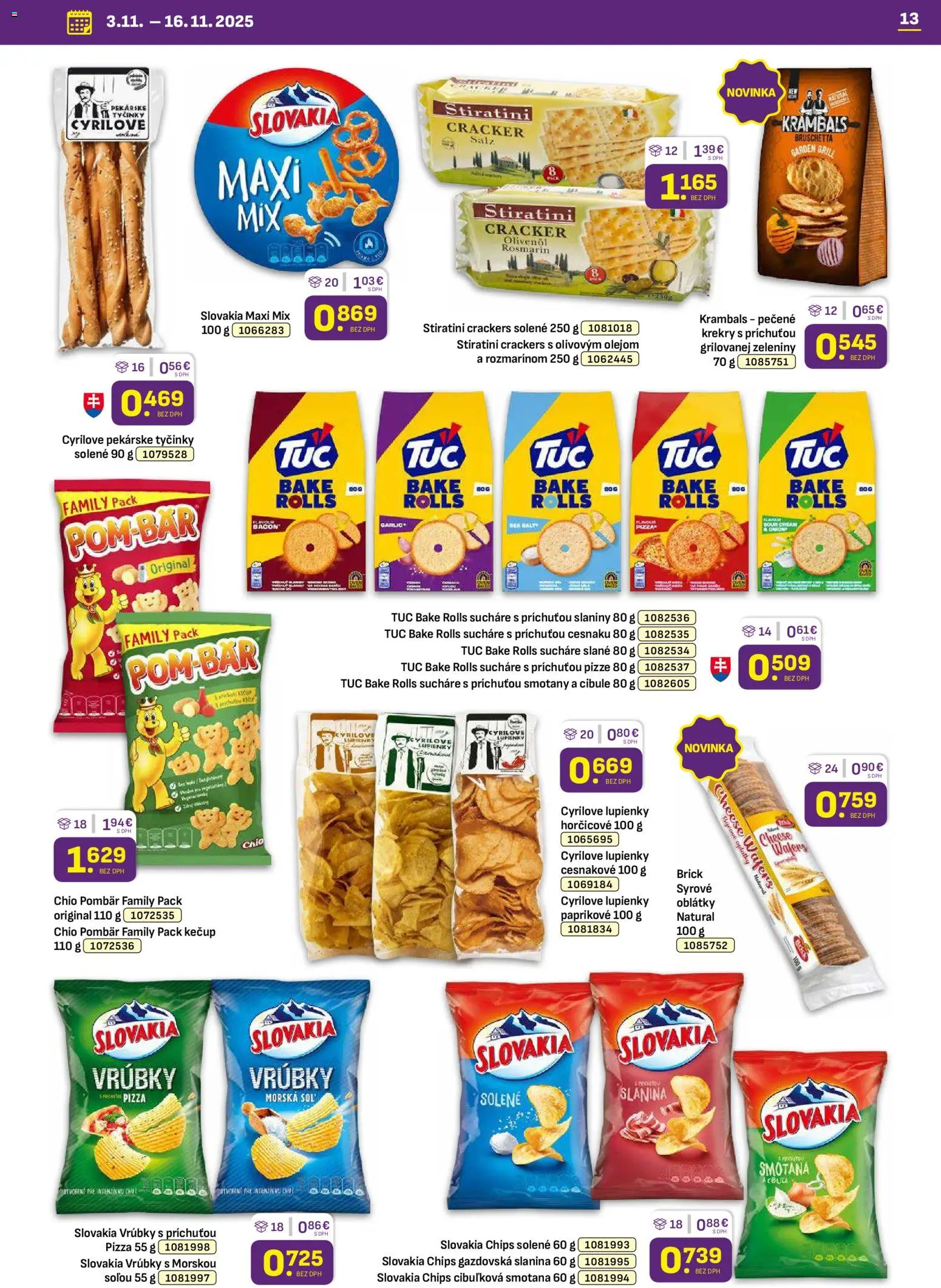 Nové Libex akcie – leták je platný od 03.11.2025 | Strana: 13 | Produkty: Pizza, Slanina, Smotana, Kečup