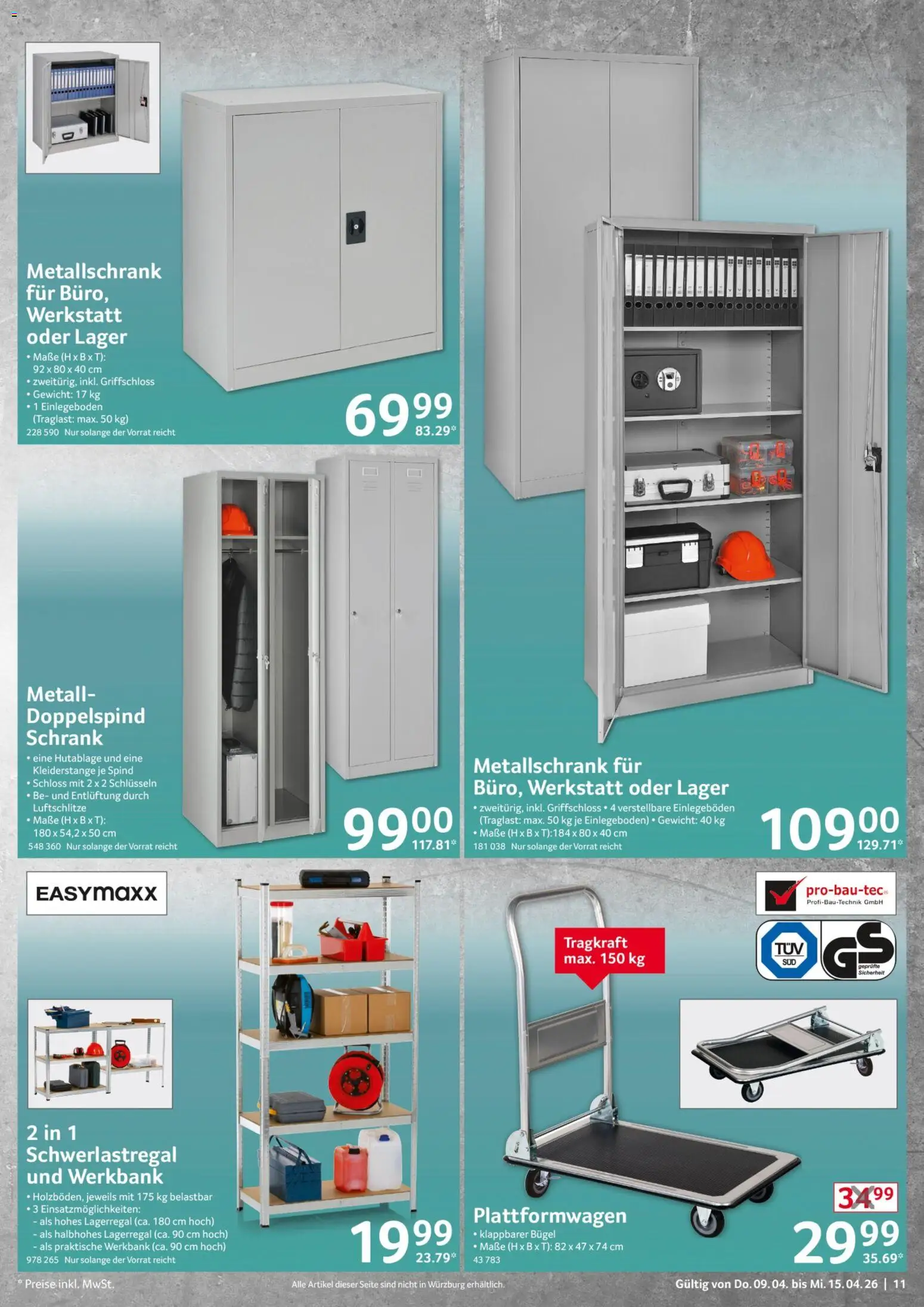 Selgros Non Food – gültig ab 09.04.2026 | Seite: 11 | Produkte: Gewicht, Schrank, Schwerlastregal