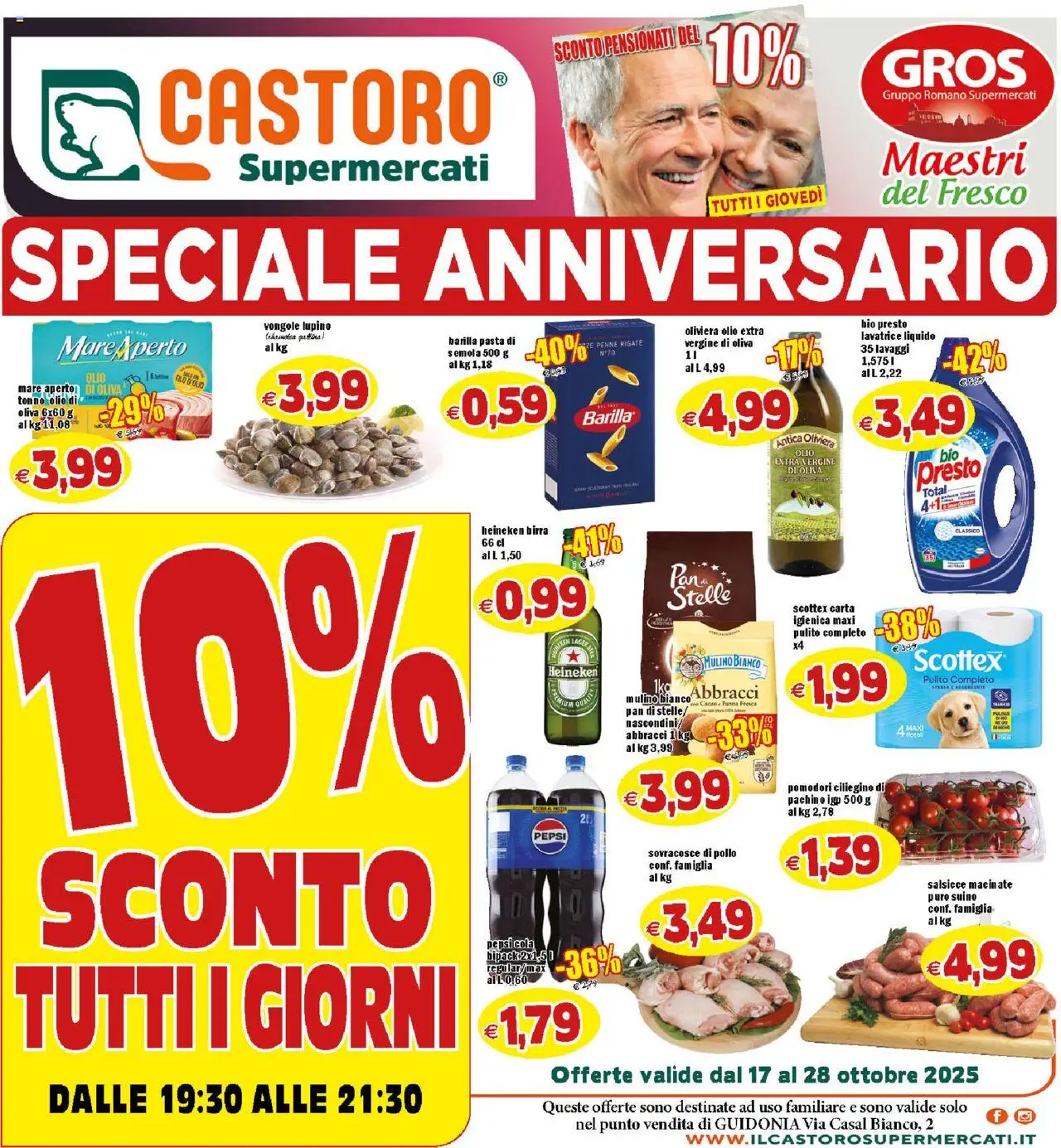 Volantino Il Castoro del 17.10.2025 | Pagina: 1 | Prodotti: Carta igienica, Olio, Heineken, Pepsi