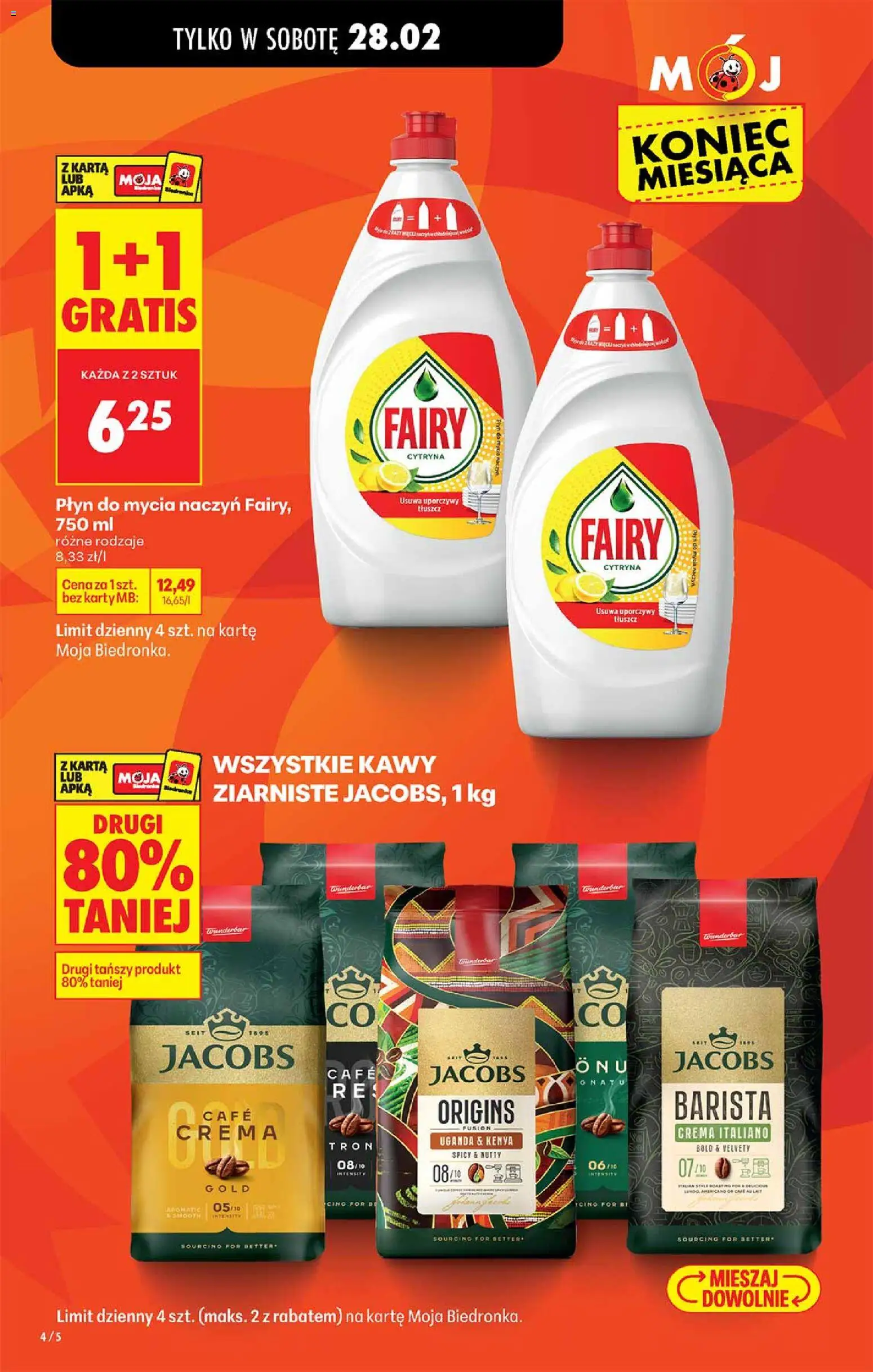 Biedronka Polsko leták - Koniec miesiąca od 28.02.2026 | Strana: 1 | Produkty: Cafe au lait, Jacobs, Crema, Karty