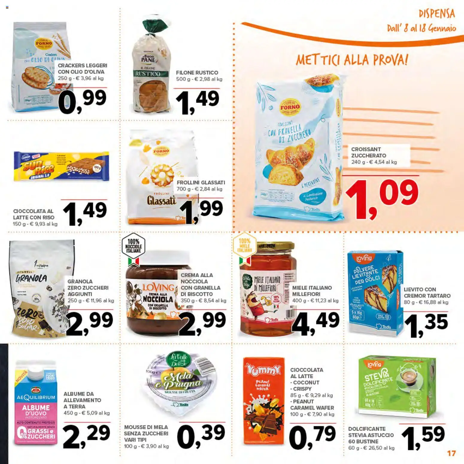 Volantino Todis del 08.01.2026 | Pagina: 17 | Prodotti: Crackers, Astuccio, Forno, Frollini
