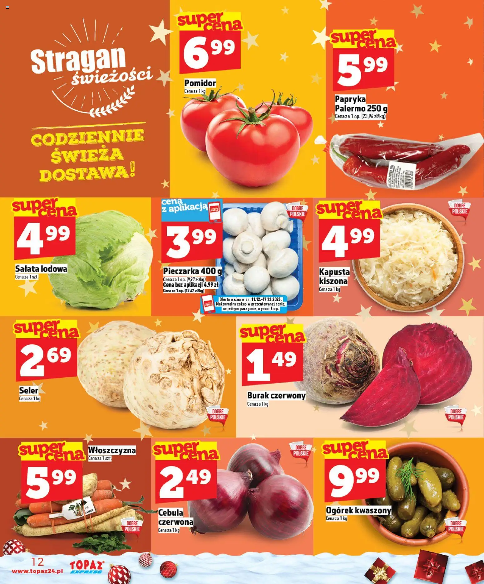Topaz Gazetka - Express od 11.12.2025 | Strona: 12 | Produkty: Burak, Kapusta, Papryka