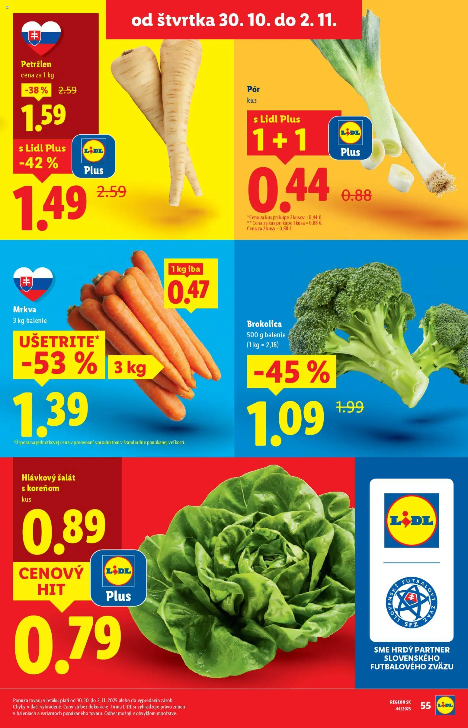 Nové Lidl akcie – leták je platný od 27.10.2025 | Strana: 63 | Produkty: Brokolica, Mrkva, Šalát, Petržlen
