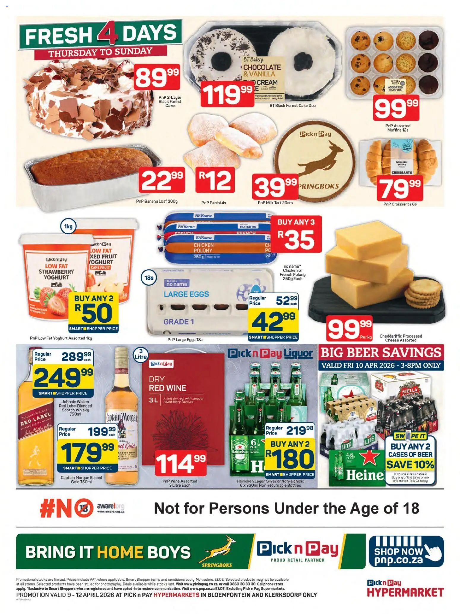 New Pick n Pay catalogue – valid from 09.04.2026 | Page: 2 | Products: Yoghurt, Cheese, Chocolate, Wine