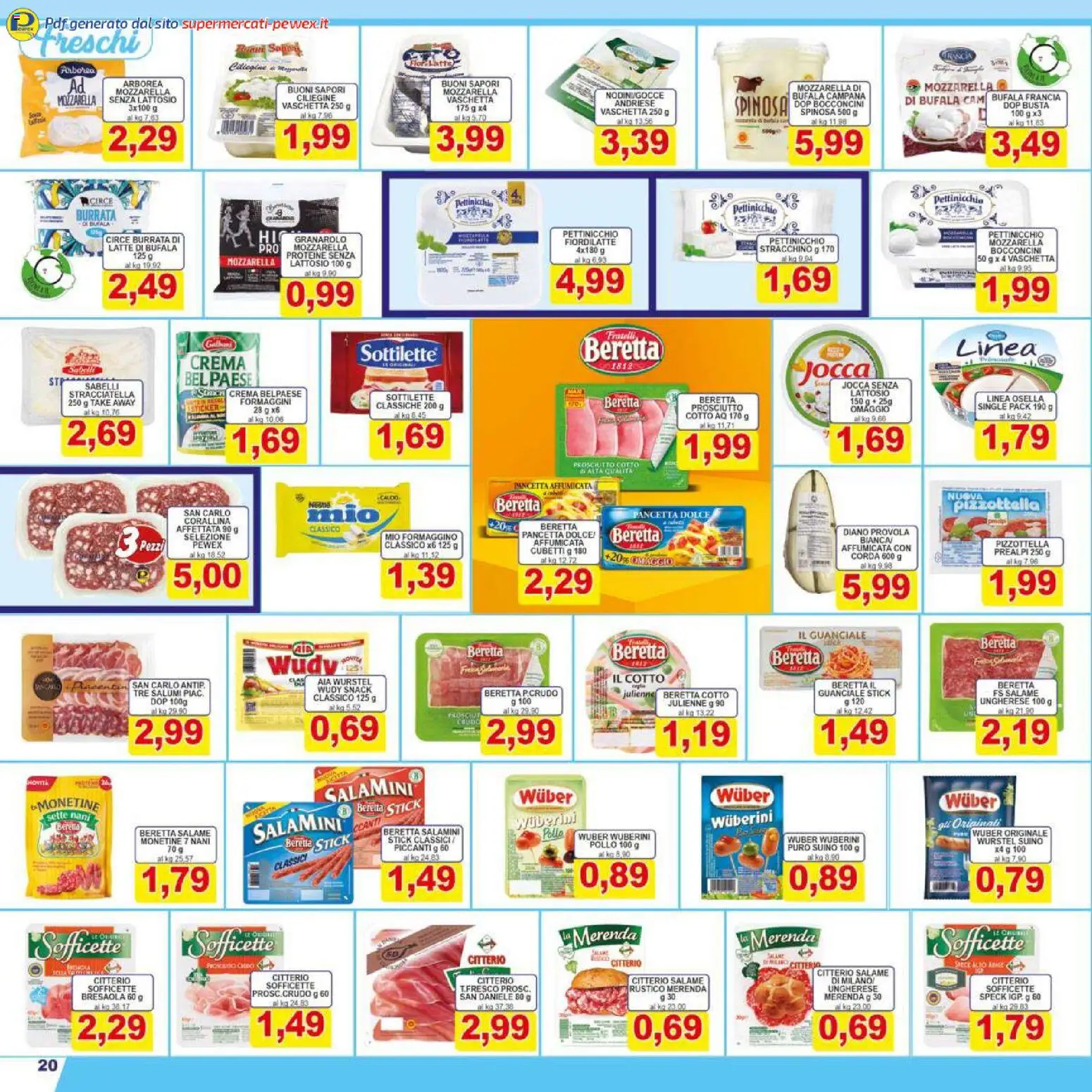 Volantino Pewex del 27.03.2026 | Pagina: 20 | Prodotti: Salame, Suino, Wurstel, Provola