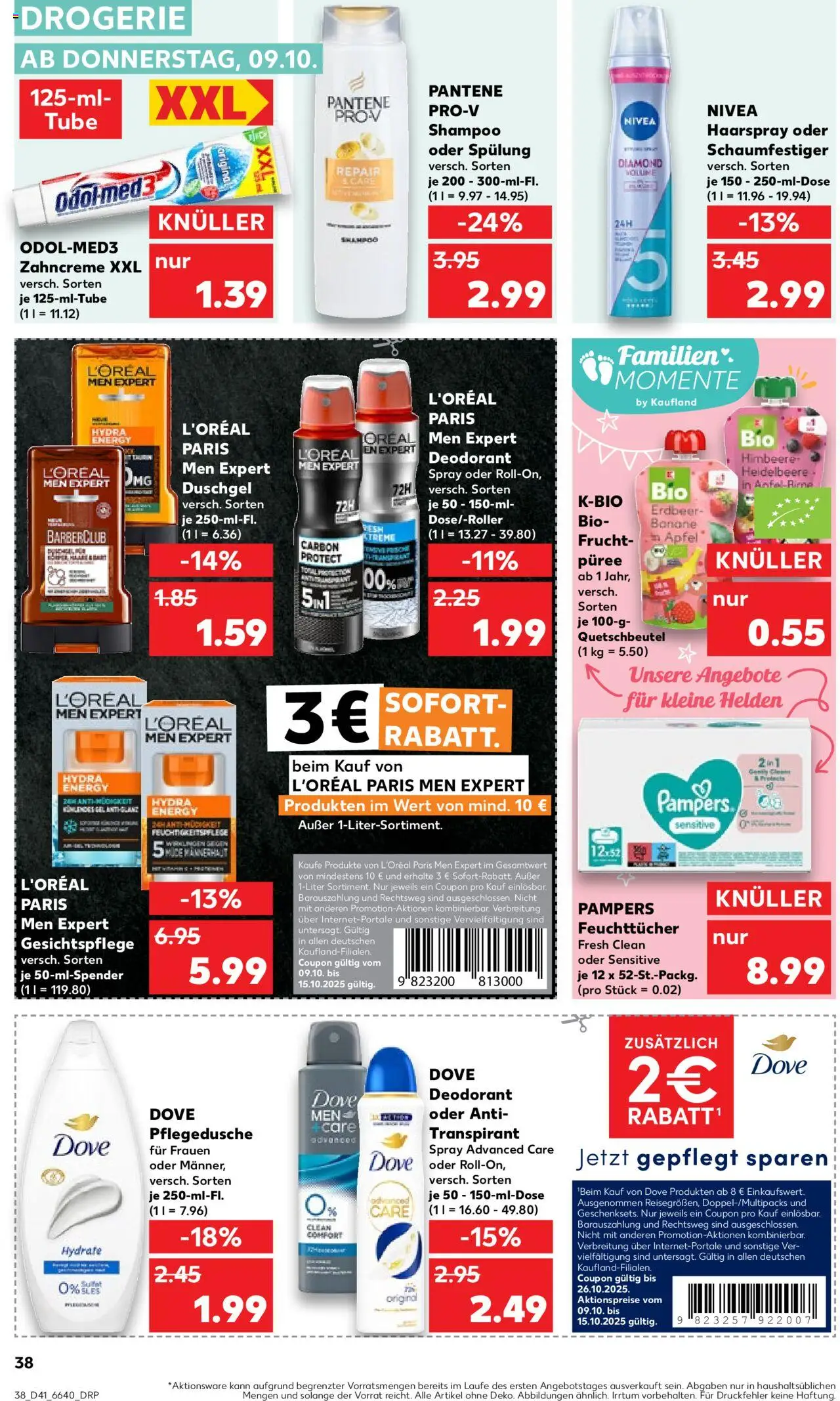 Kaufland Prospekt 	 – gültig ab 09.10.2025 | Seite: 38 | Produkte: Pampers, Äpfel, Shampoo, Haarspray