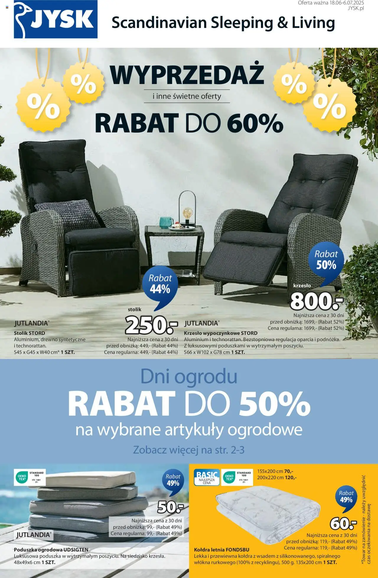 JYSK Gazetka od 18.06.2025 | Strona: 1 | Produkty: Poduszka, Krzesło, Kołdra