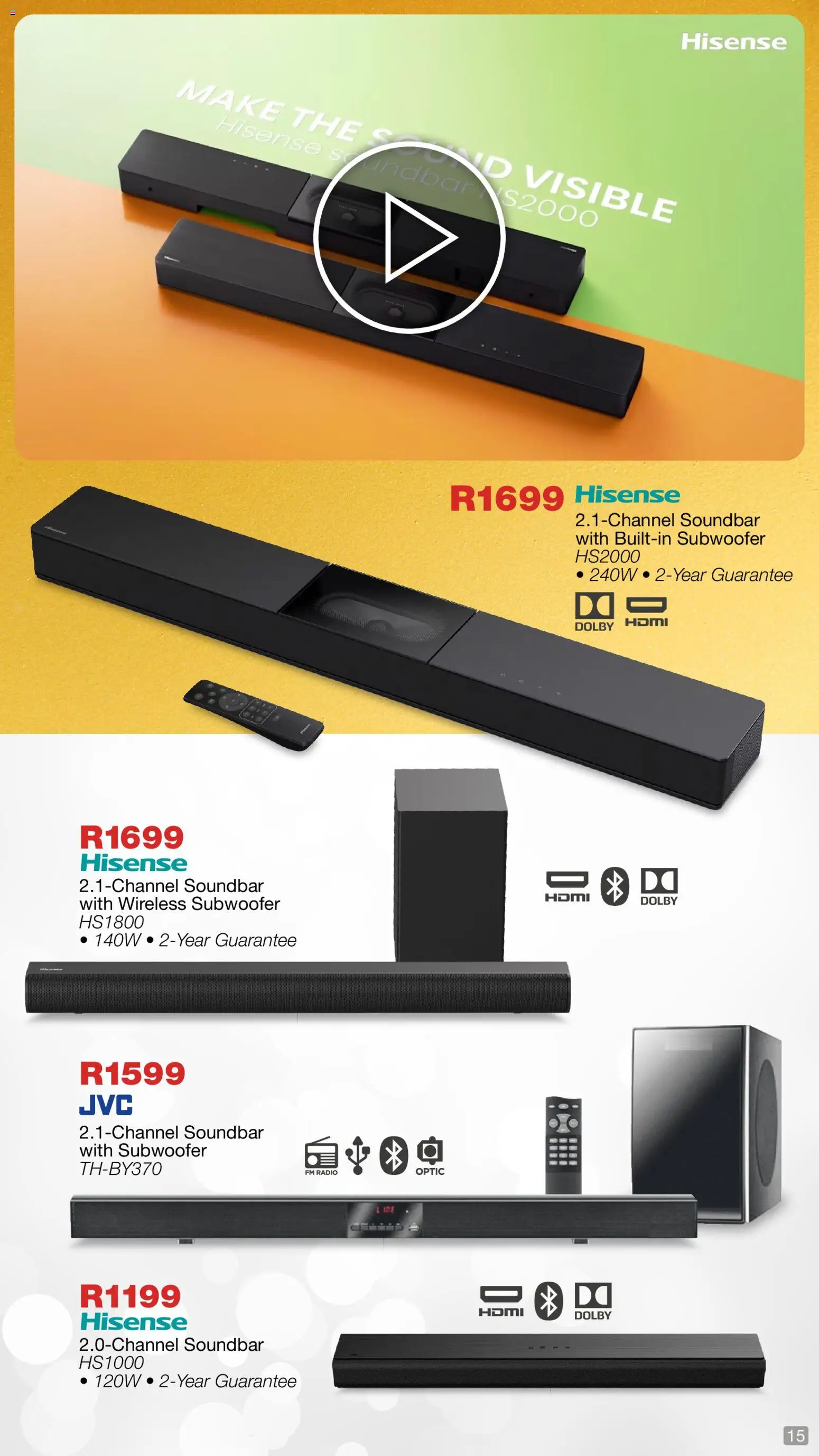 New OK Furniture catalogue – valid from 01.12.2025 | Page: 15 | Products: Radio, Soundbar, Subwoofer