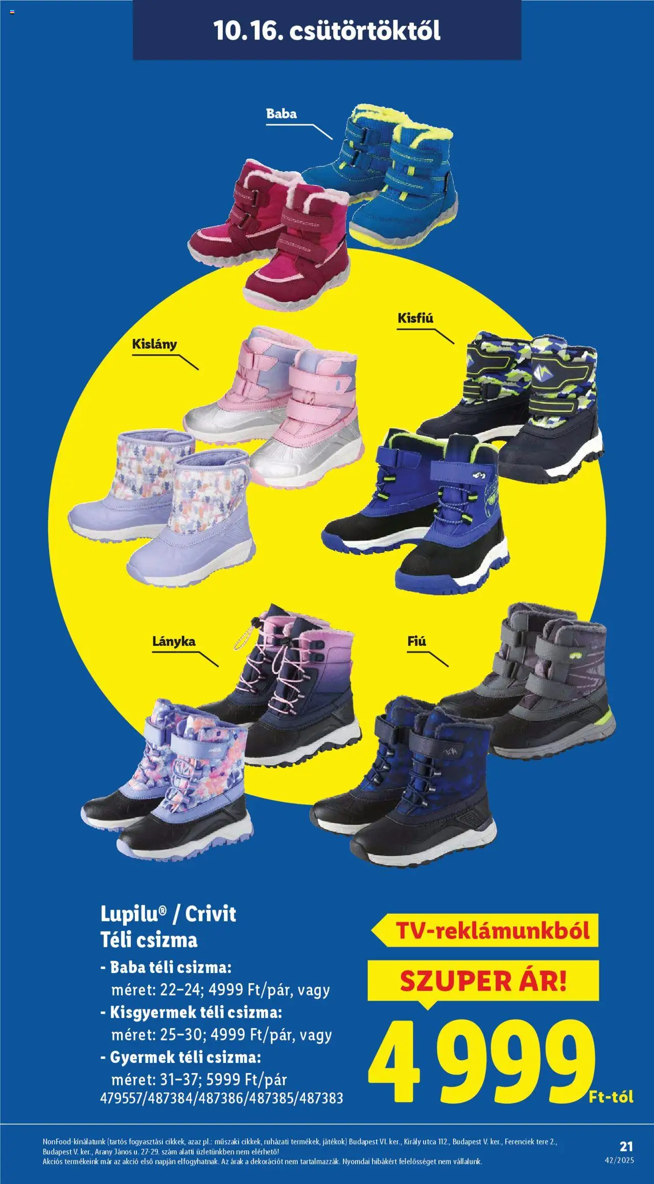 Lidl akciós ujság - amely érvényes a következő dátumtól: 16.10.2025 | Oldal: 21 | Termékek: Csizma, Játékok