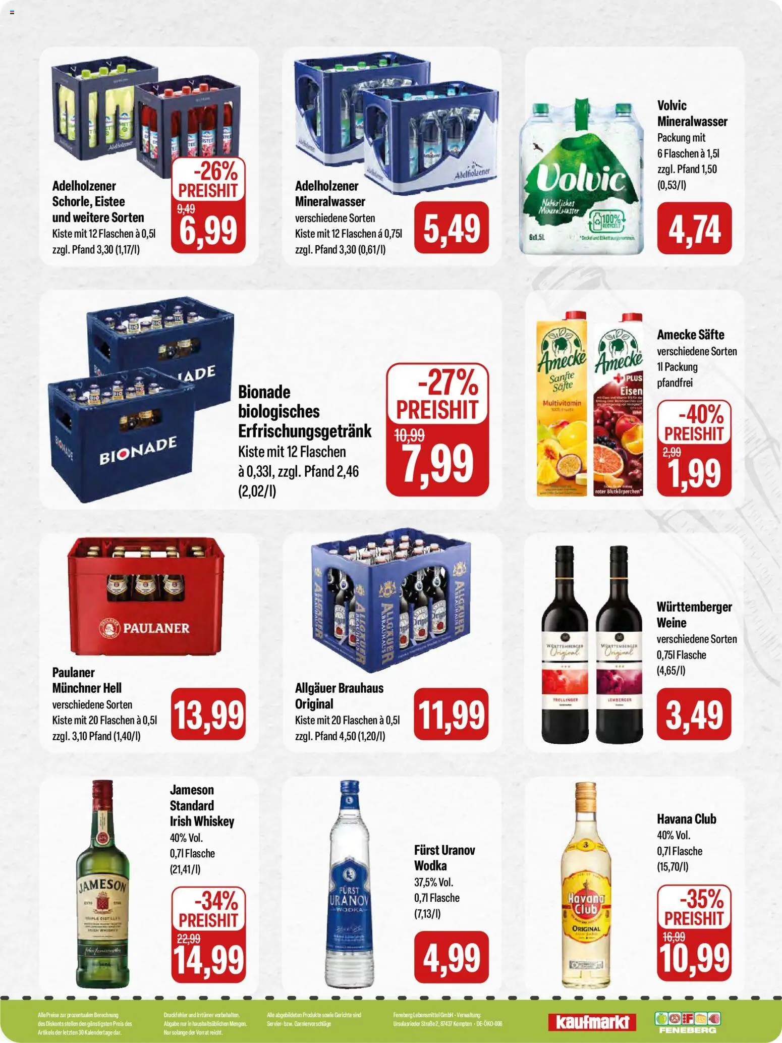 Feneberg Angebote – gültig ab 08.01.2026 | Seite: 16 | Produkte: Havana club, Volvic, Wodka, Paulaner