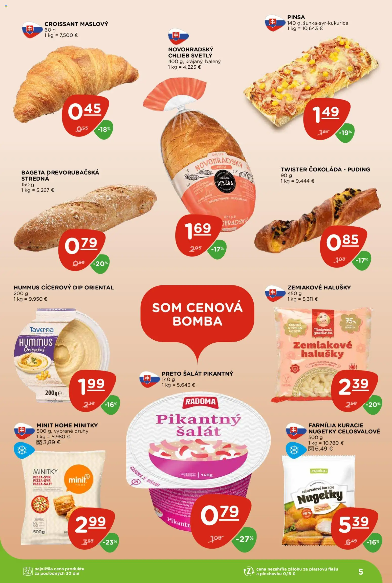 Nové Terno akcie – leták je platný od 26.02.2026 | Strana: 5 | Produkty: Chlieb, Croissant, Čokoláda, Šalát