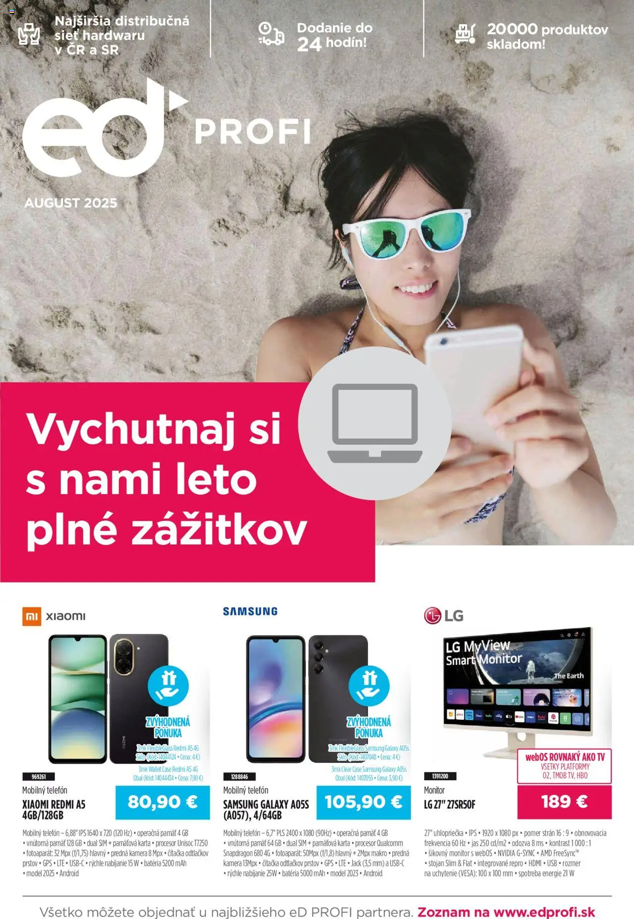 ED Profi leták │ platný od 01.08.2025 | Strana: 1 | Produkty: Monitor, Tv, Gps, Telefón