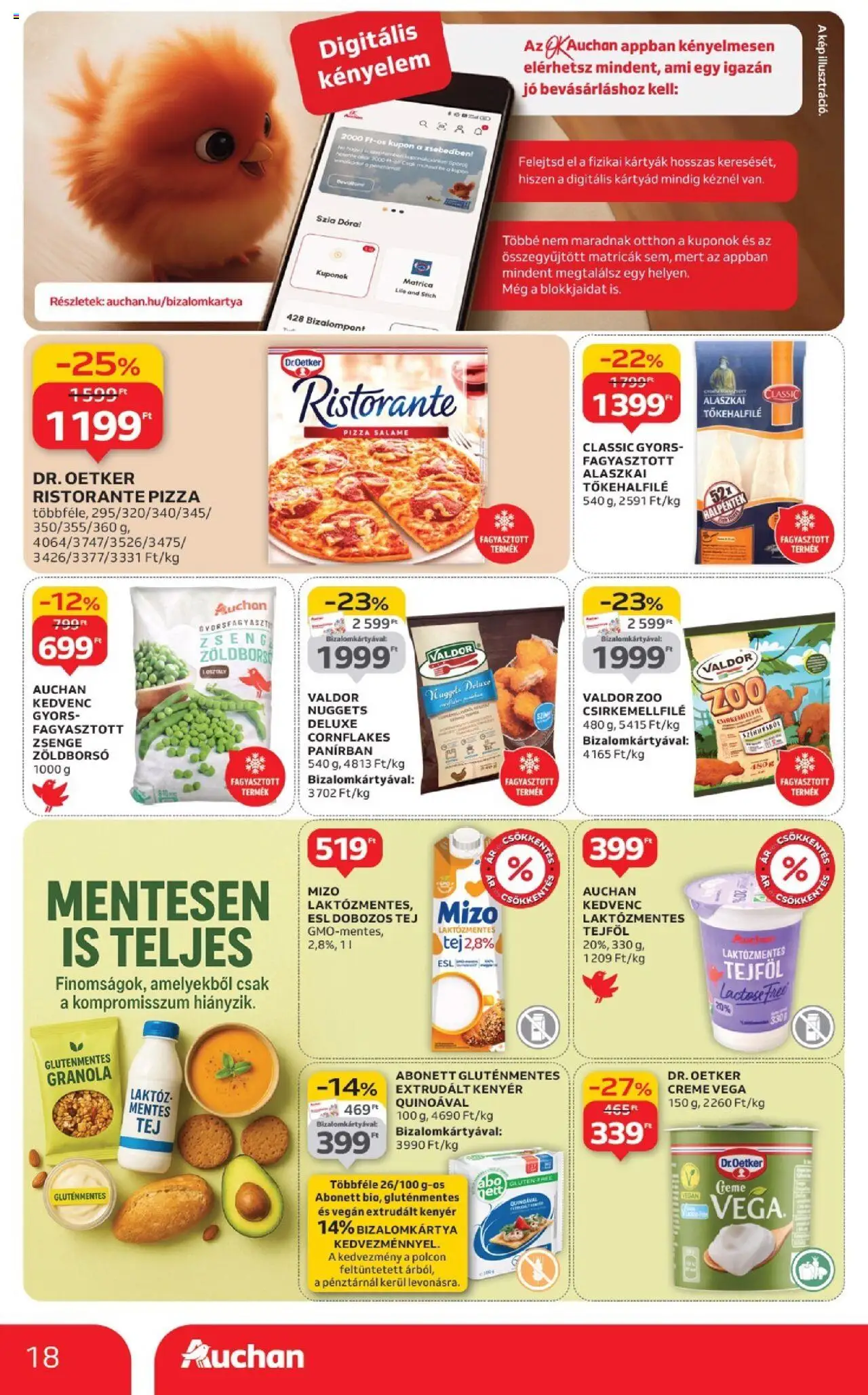 Auchan akciós ujság - amely érvényes a következő dátumtól: 18.09.2025 | Oldal: 18 | Termékek: Zöldborsó, Kenyér, Pizza, Extrudált kenyér