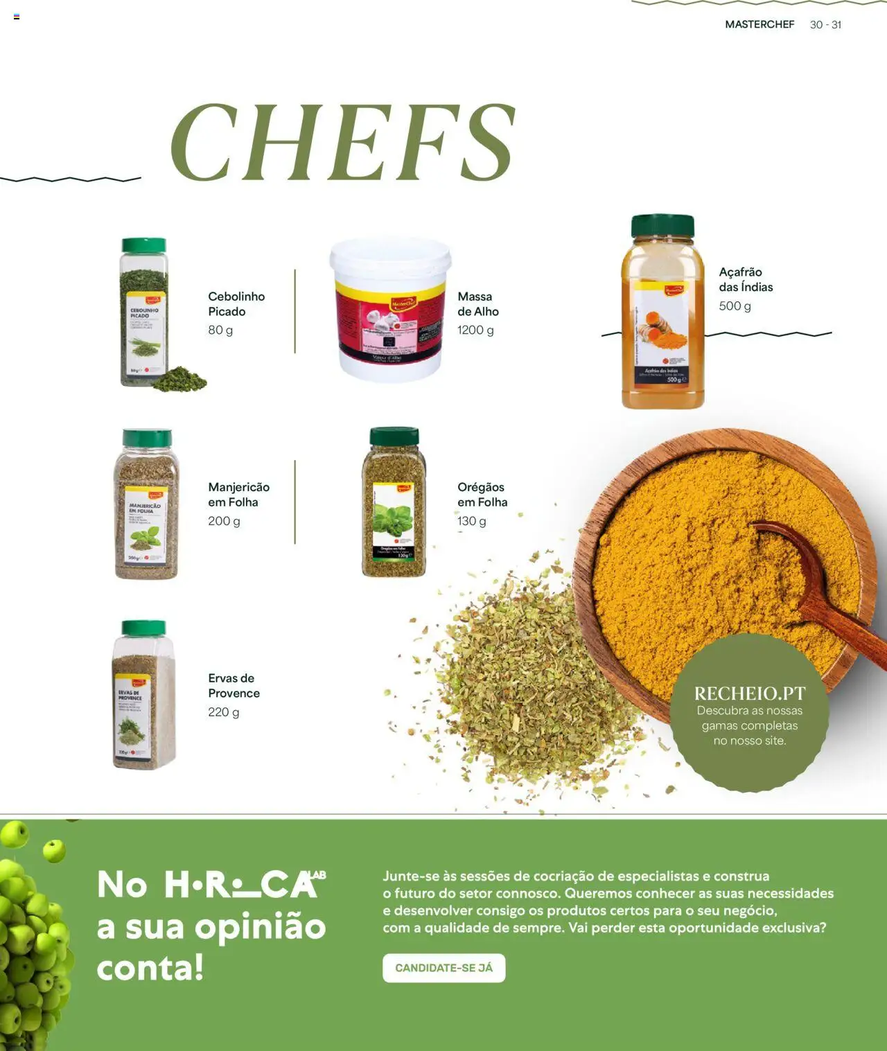 Recheio folheto │ válido de 24.04.2025 | Página: 31 | Produtos: Orégãos, Açafrão, Massa