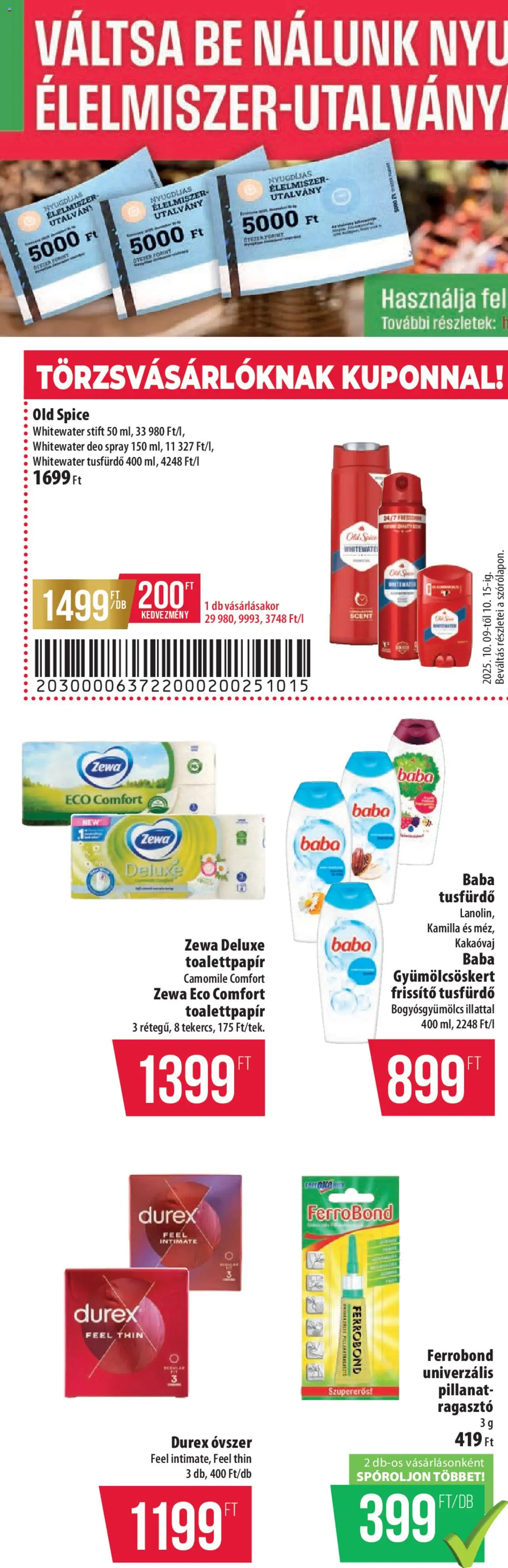 COOP akciós ujság - amely érvényes a következő dátumtól: 09.10.2025 | Oldal: 18 | Termékek: Ragasztó, Óvszer, Stift, Tusfürdő