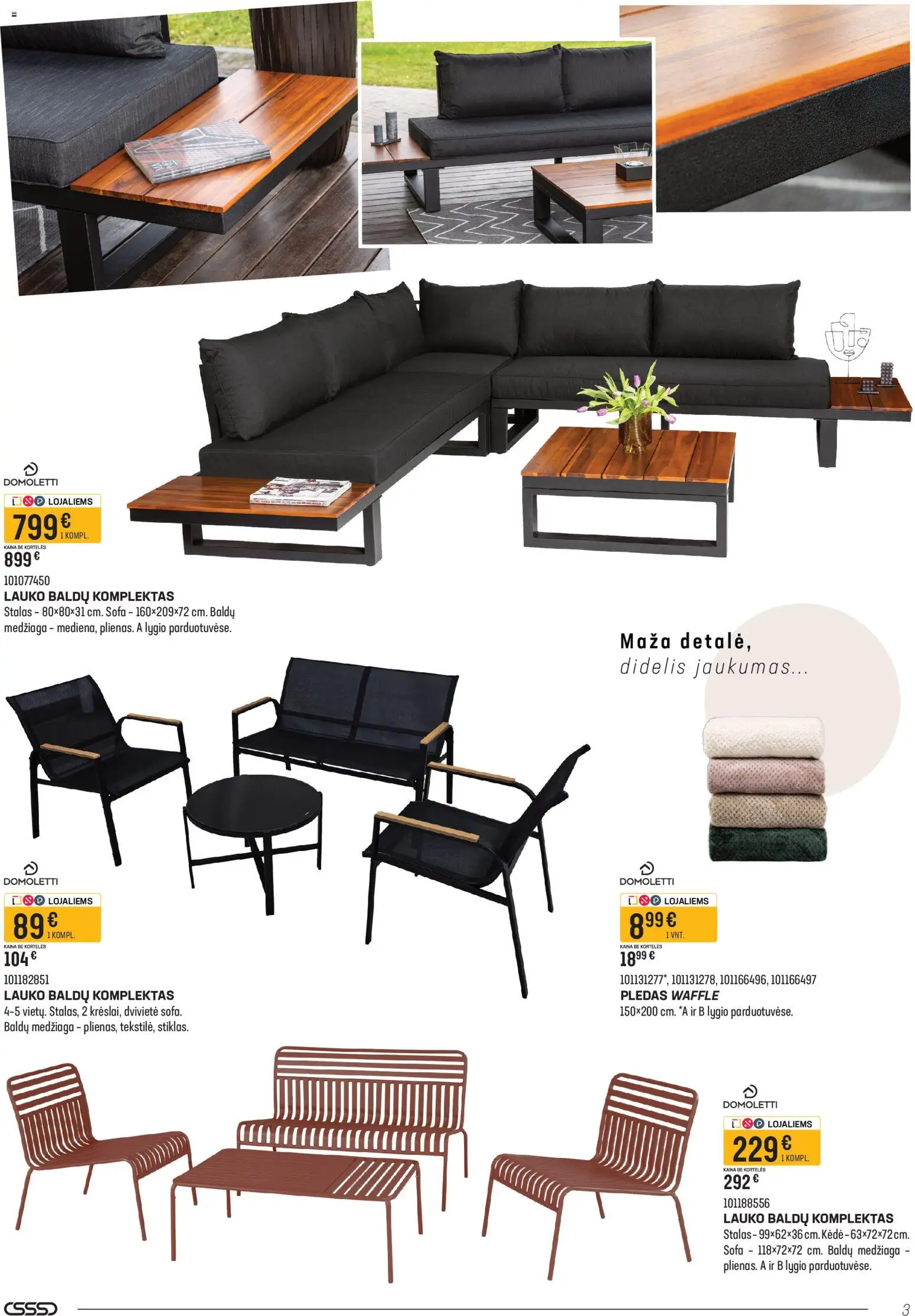 Senukai akcijos nuo 09.03.2026 | Puslapis: 3 | Prekių: Sofa, Stalas, Pledas