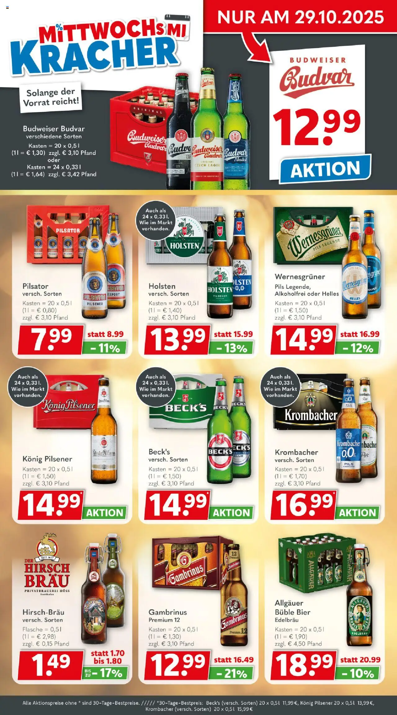Getränkeland Prospekt 	 – gültig ab 27.10.2025 | Seite: 2 | Produkte: Bier, Pils, Wernesgruner, Budweiser