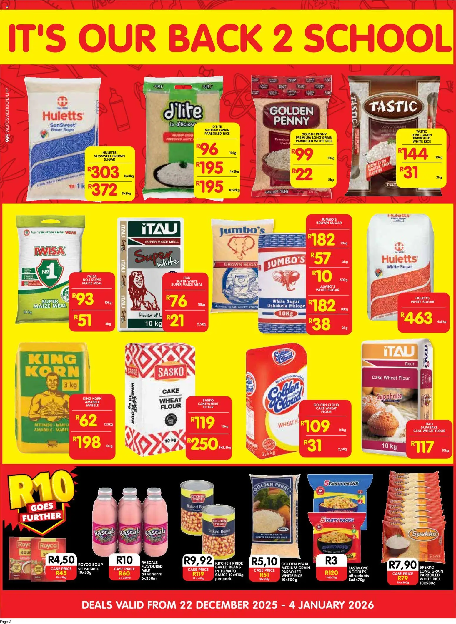 New Shoprite catalogue – valid from 22.12.2025 | Page: 2 | Products: Baked beans, Milk, Soup, Sauce