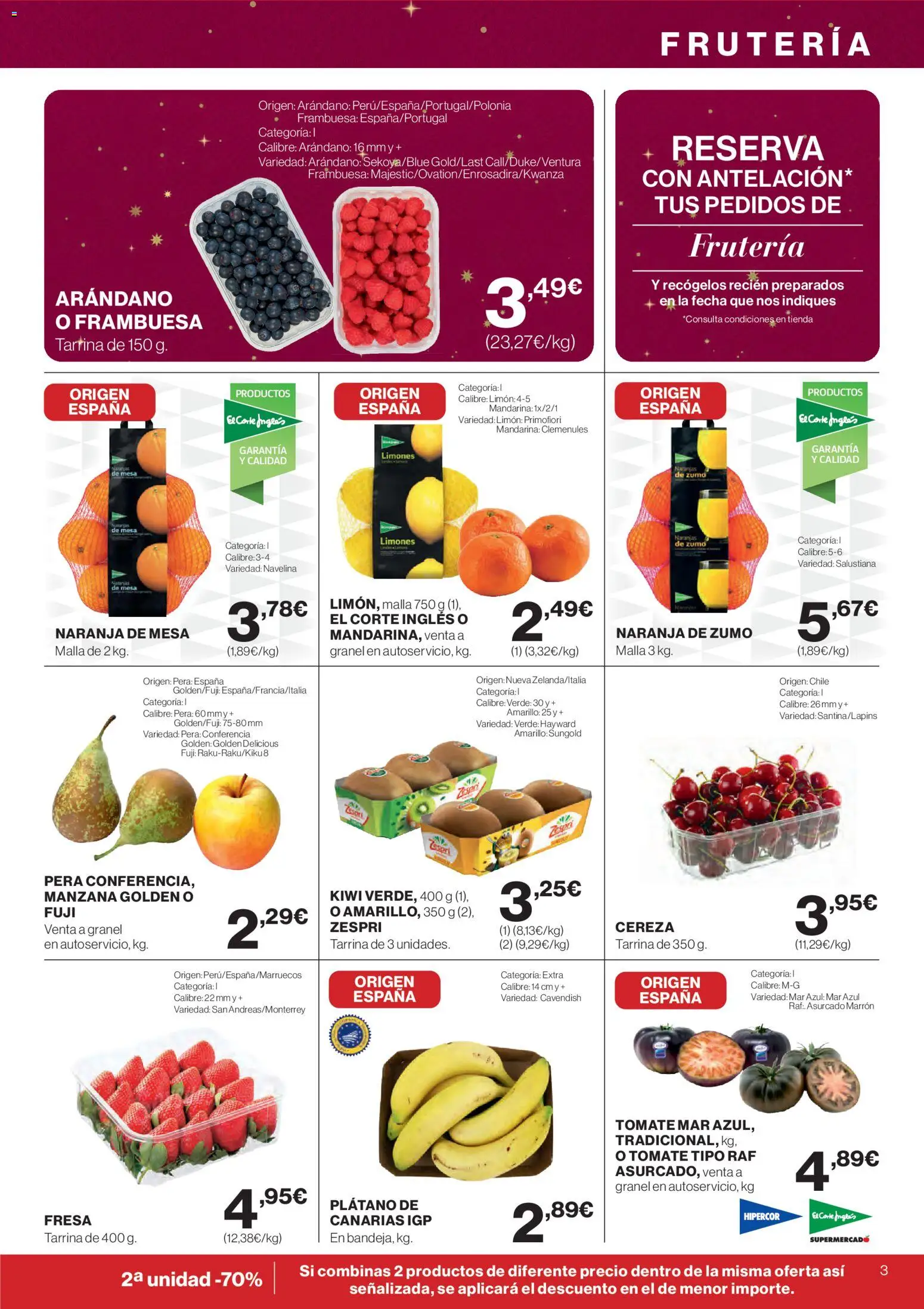 Hipercor catálogo │ válido desde el 18.12.2025 | Página: 3 | Productos: Kiwi, Ροζ πιπέρι, Manzana, Mesa
