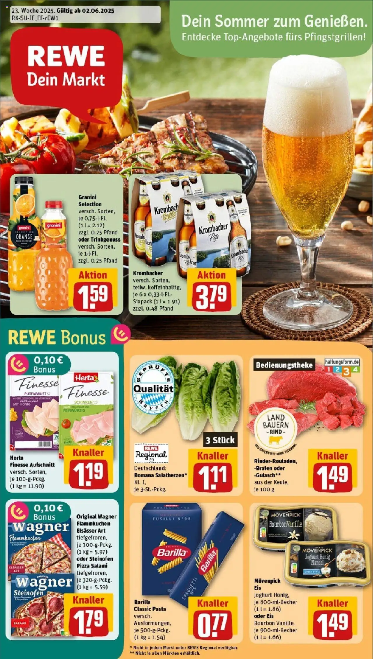 Rewe prospekt Nürnberg	 - gültig ab dem 01.06.2025 | Seite: 1 | Produkte: Pils, Pasta, Schinken, Herta finesse
