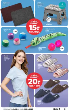 Pogląd oferty "Netto gazetka od czwartku NonFood" - ważna od 09.04.2026 | Strona: 3 | Produkty: Kapcie, Wycieraczka