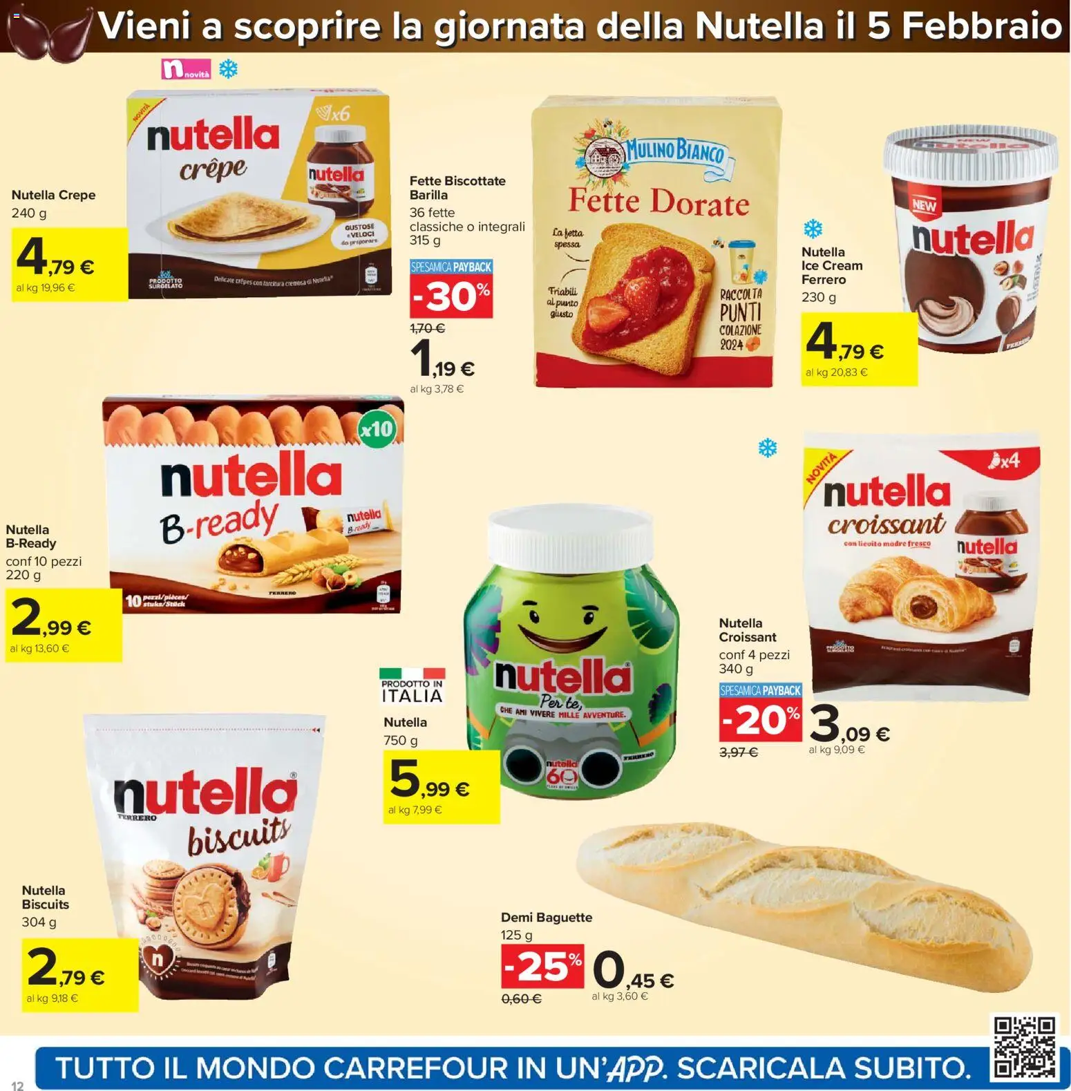 Volantino Carrefour del 27.01.2026 | Pagina: 12 | Prodotti: Nutella, Croissant, Fette biscottate