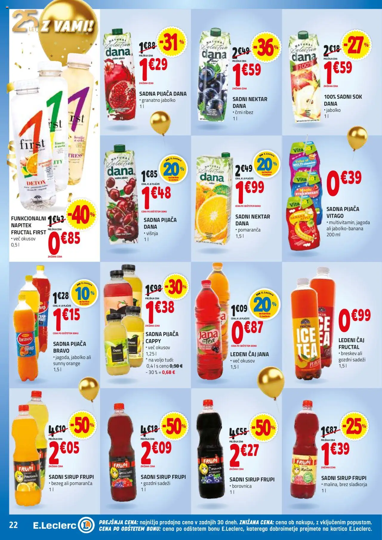 E.leclerc katalog │ velja od 18.06.2025 | Stran: 22 | Izdelki: Sirup, Ribez, Sok, Caj