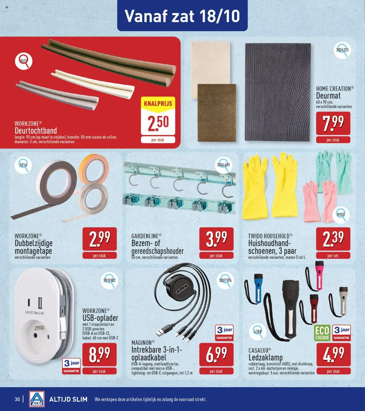 {H1} | Pagina: 30 | Producten: Kabel, Stopcontact, Deurmat, Batterijen