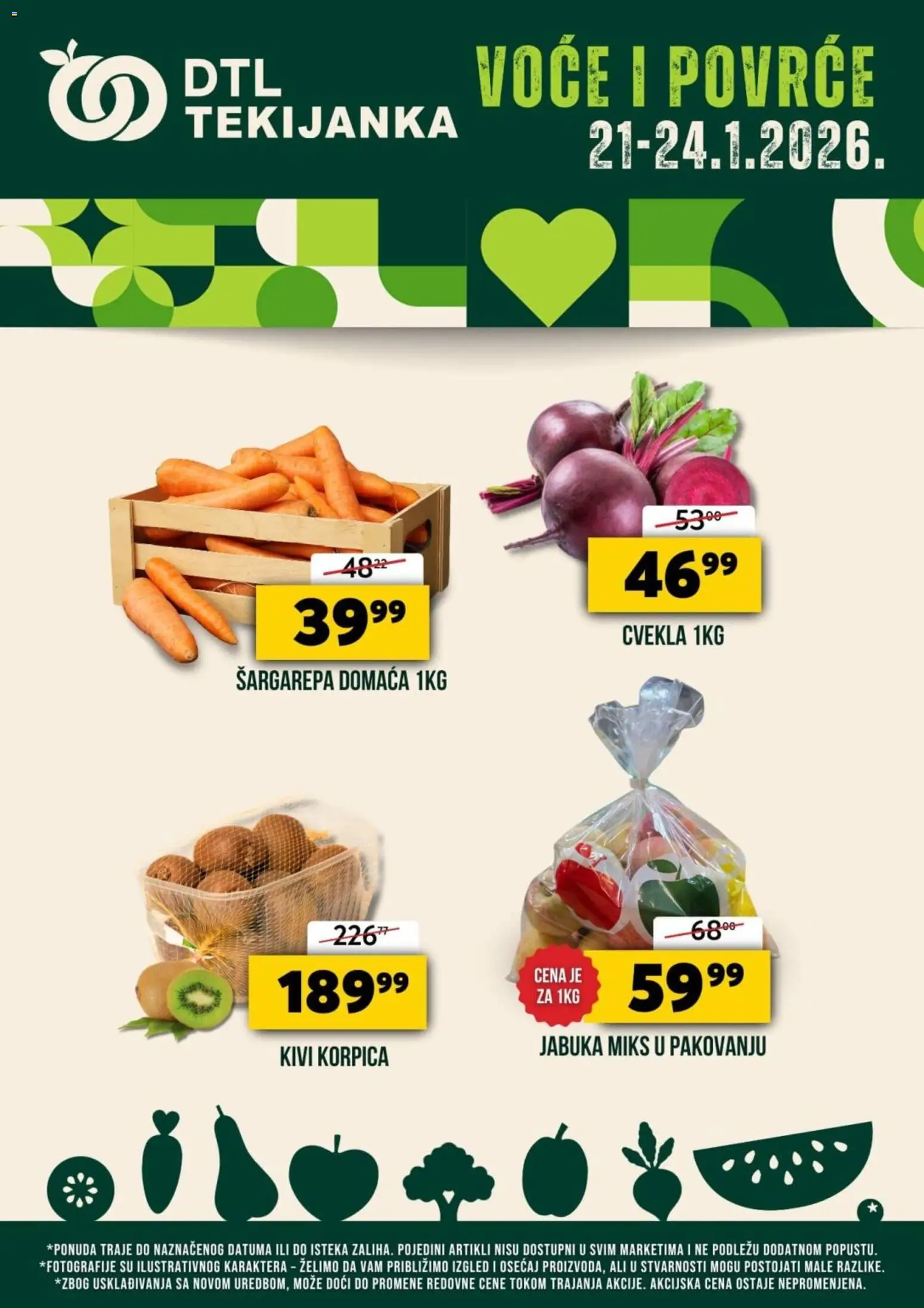 Tekijanka katalog - važi od 21.01.2026 | Strana: 1 | Proizvode: Kivi, Šargarepa, Cvekla