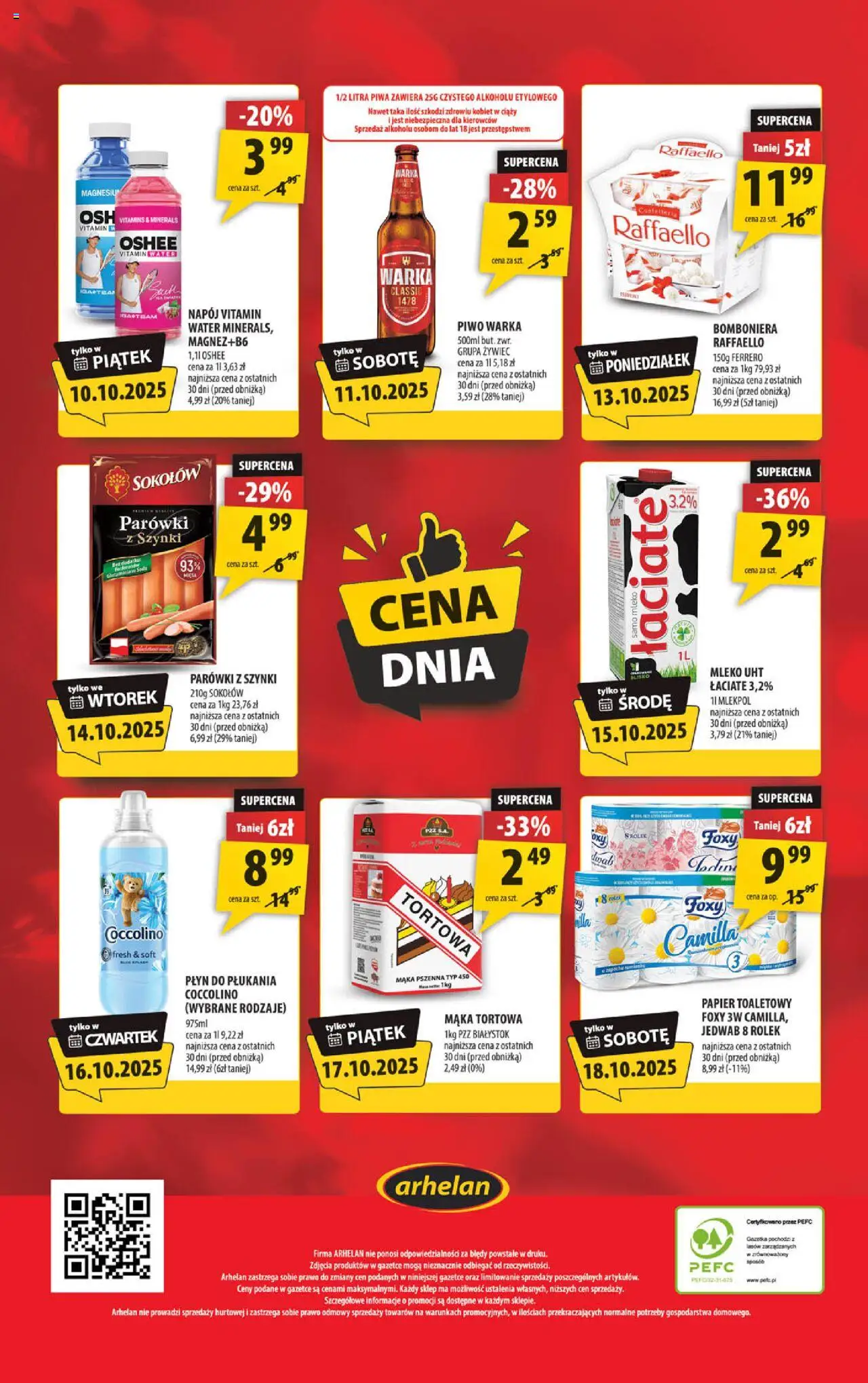 Arhelan Gazetka od 10.10.2025 | Strona: 20 | Produkty: Coccolino, Warka, Piwo Warka, Mleko