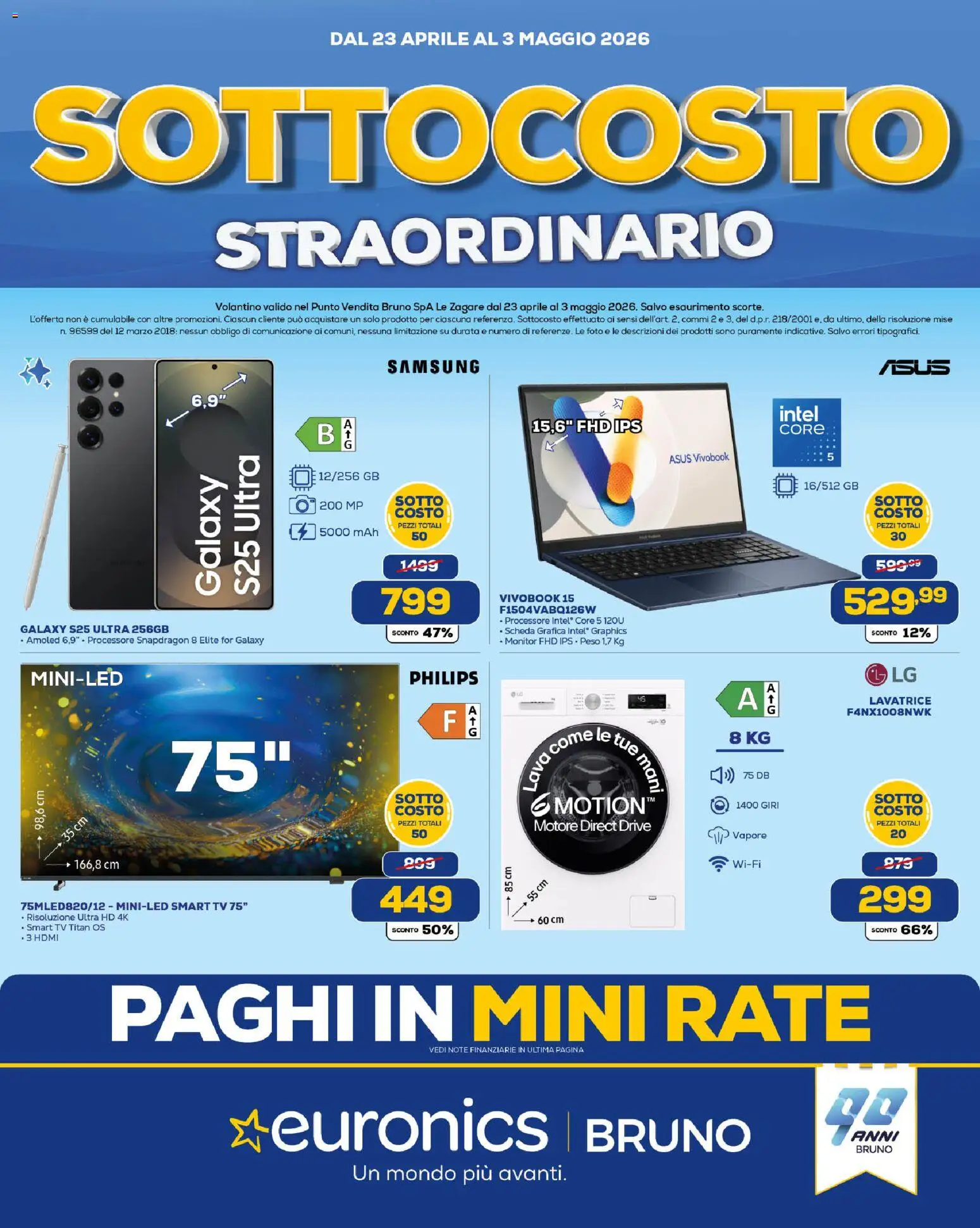 Volantino Euronics del 23.04.2026 | Pagina: 1 | Prodotti: smart TV, Lavatrice, TV, Samsung