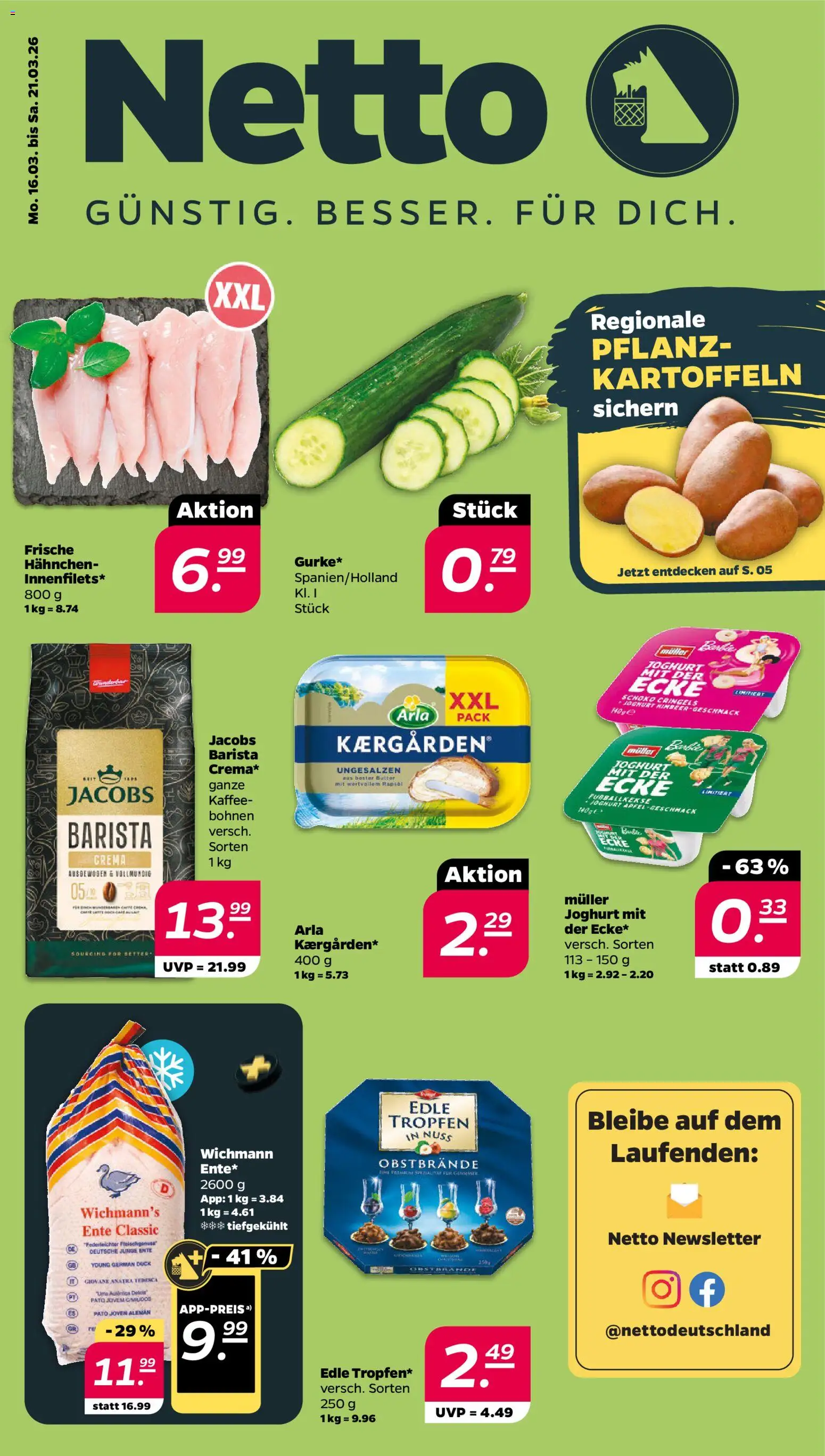 Netto Prospekt 	 – gültig ab 16.03.2026 | Seite: 1 | Produkte: Butter, Joghurt, Kaffee, Ente