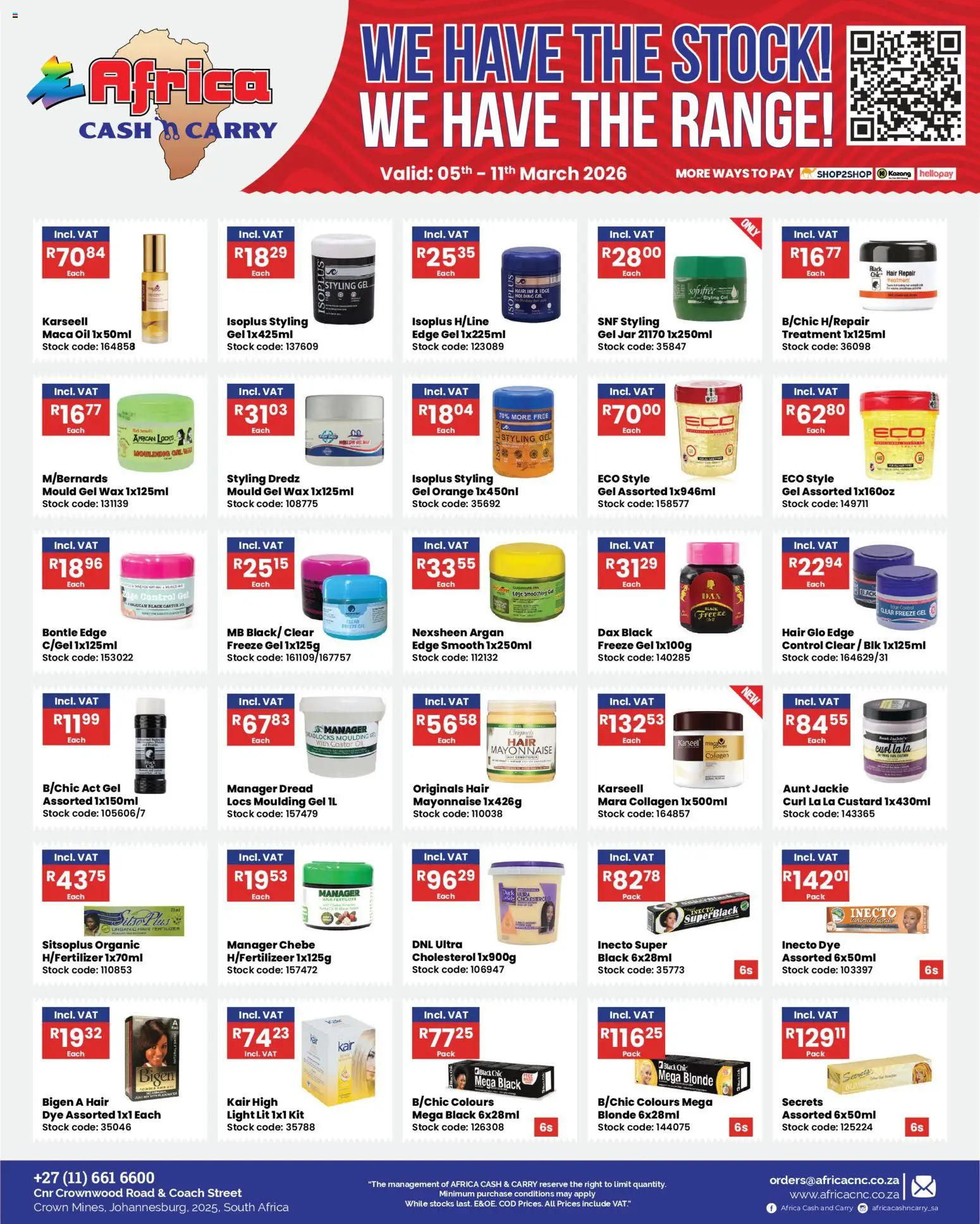 New Africa Cash & Carry catalogue – valid from 05.03.2026 | Page: 4 | Products: Wax, Oil, Stock, Mayonnaise