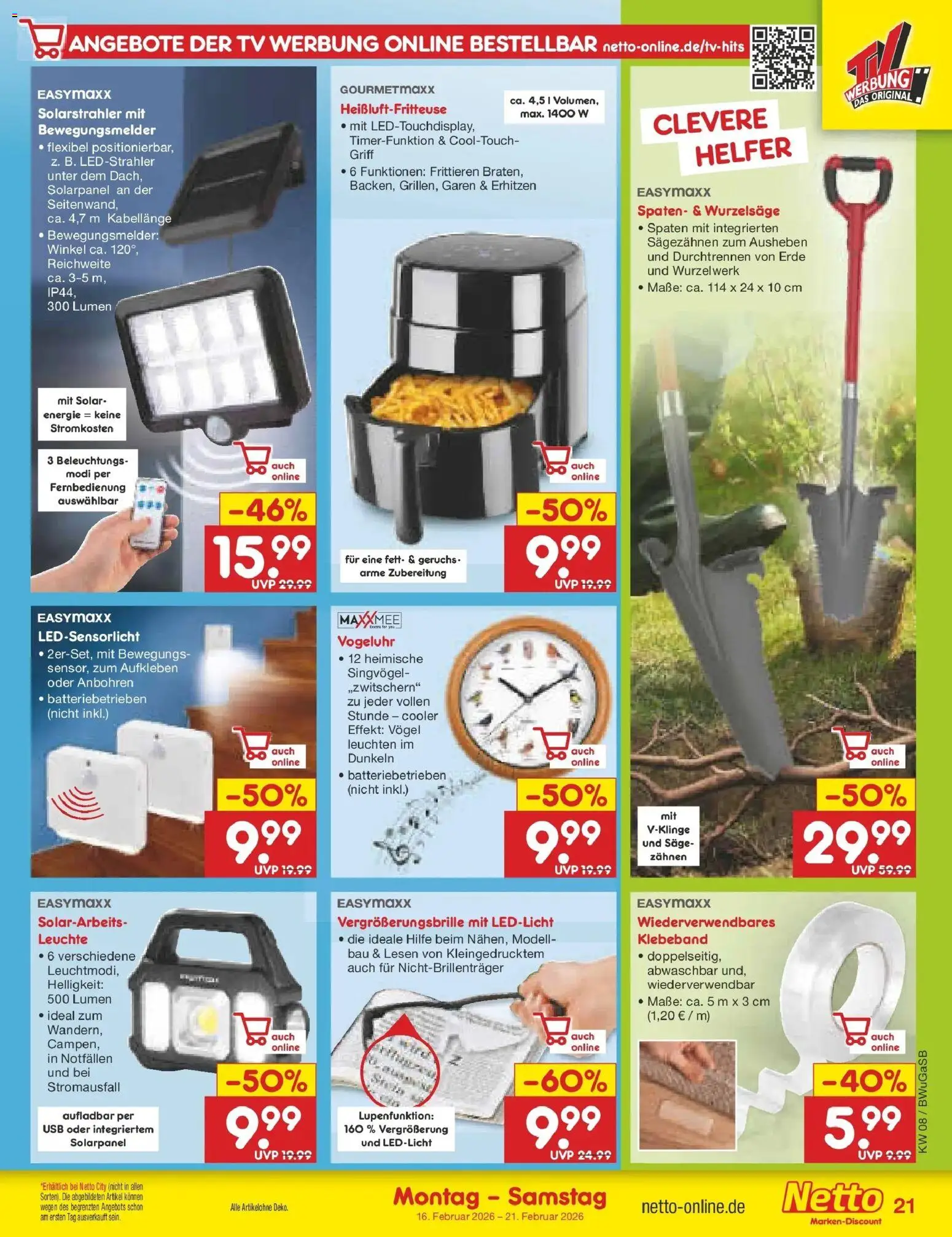 Netto Marken-Discount - Netto: Wochenangebote – gültig ab 15.02.2026 | Seite: 29 | Produkte: USB, Heißluftfritteuse, TV