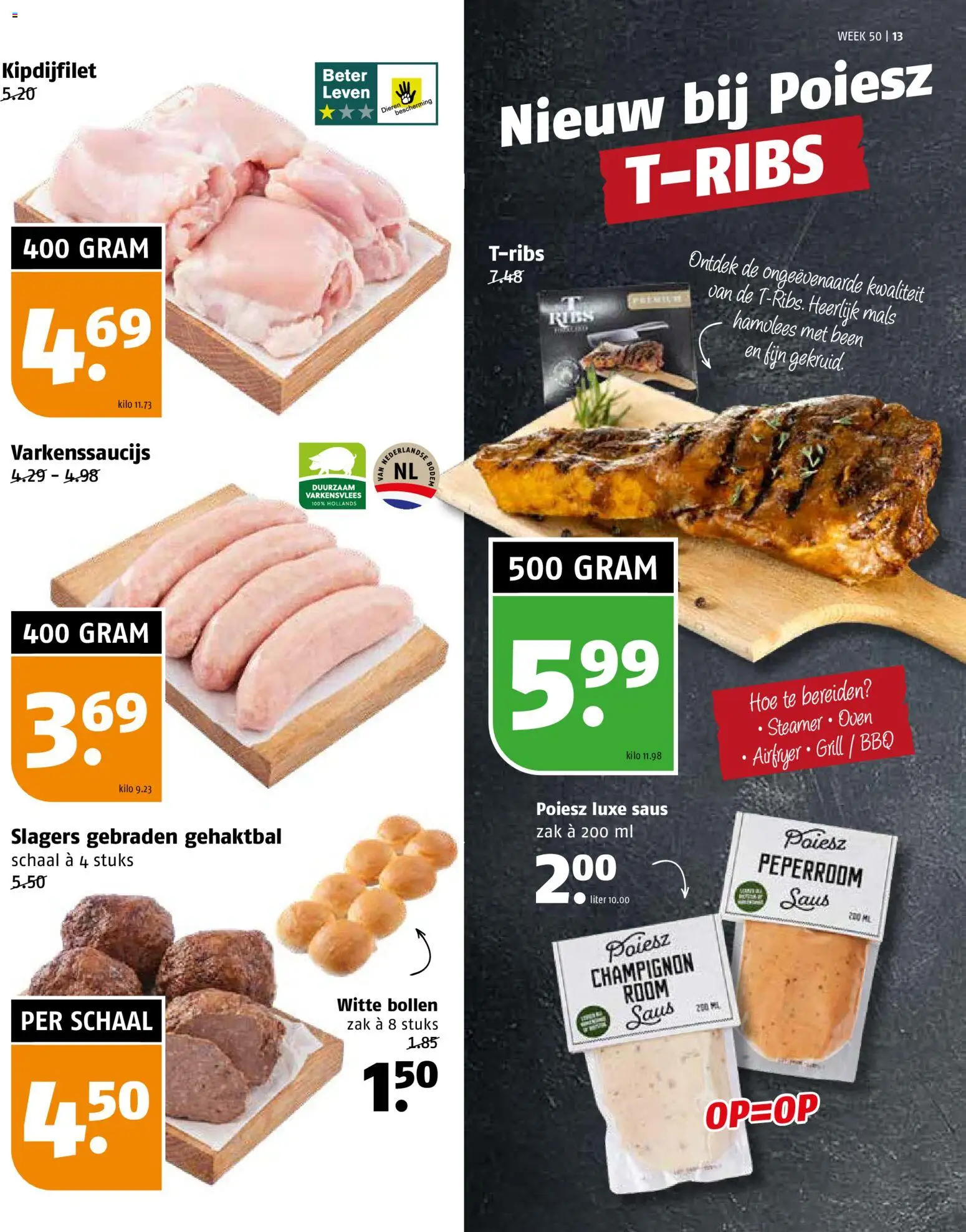 {H1} | Pagina: 13 | Producten: Champignon, Varkensvlees, Zak, Saus