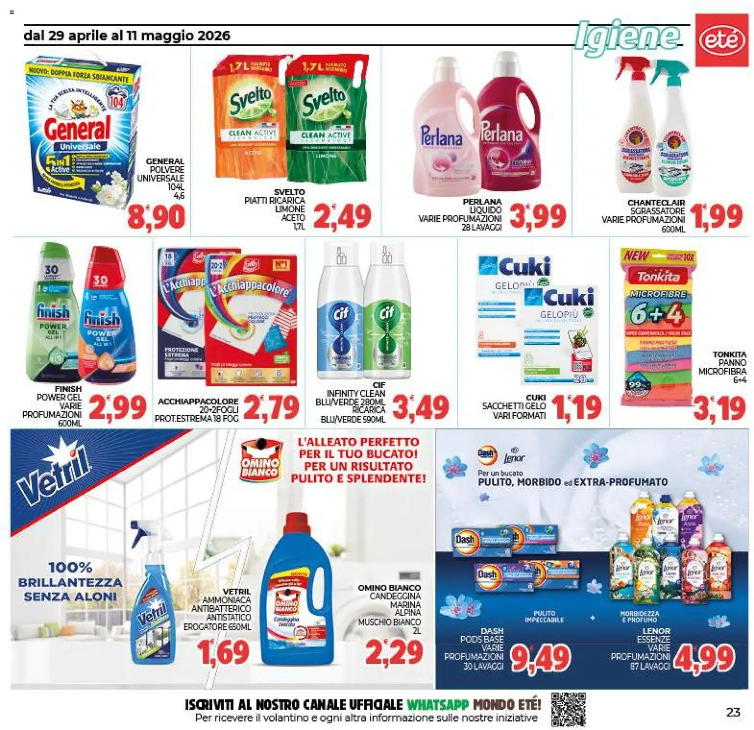Volantino Eté del 29.04.2026 | Pagina: 23 | Prodotti: Panno microfibra, Sgrassatore, Limone, Profumo